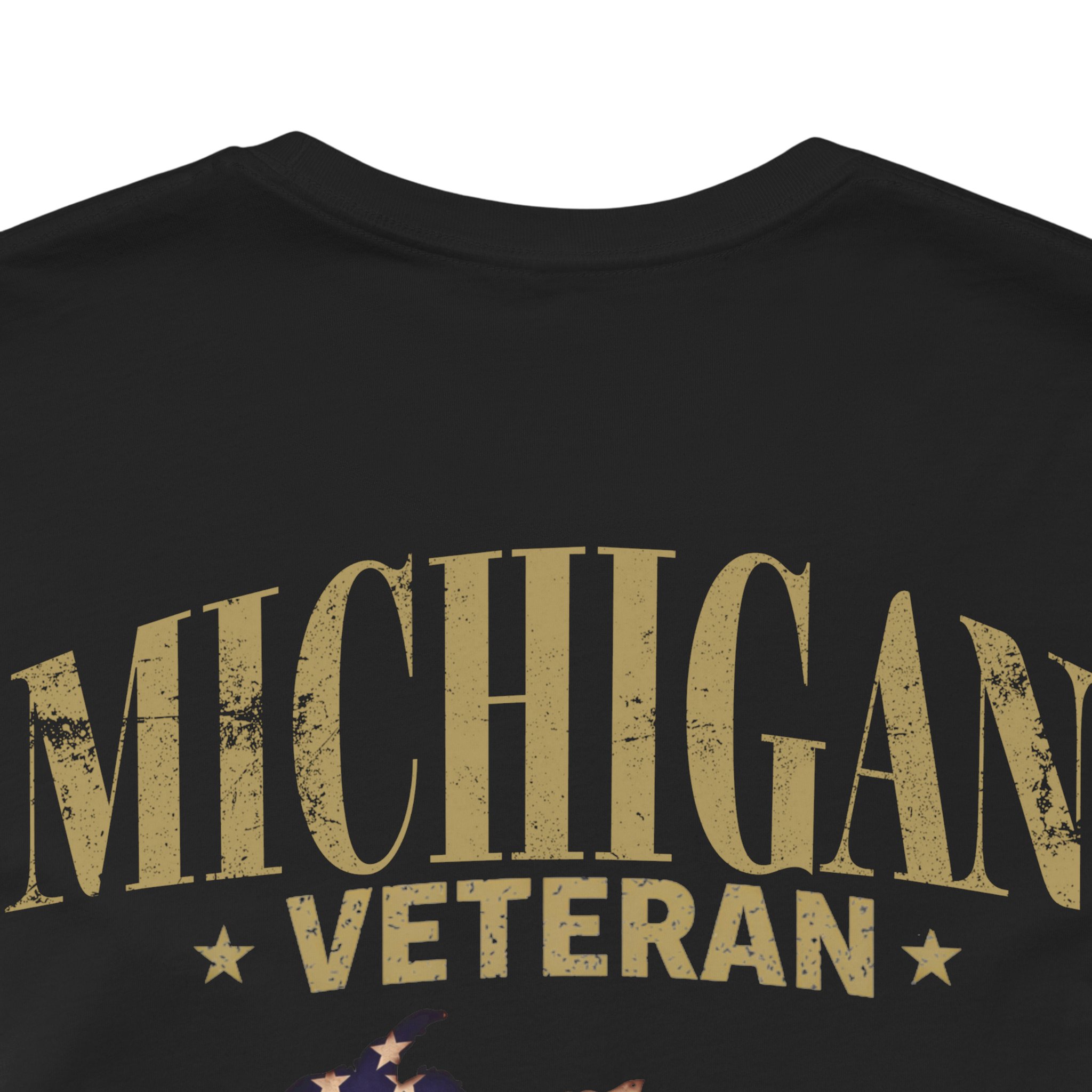 Michigan Veteran T-Shirt — American Flag Map Military Tribute Tee - Image 18