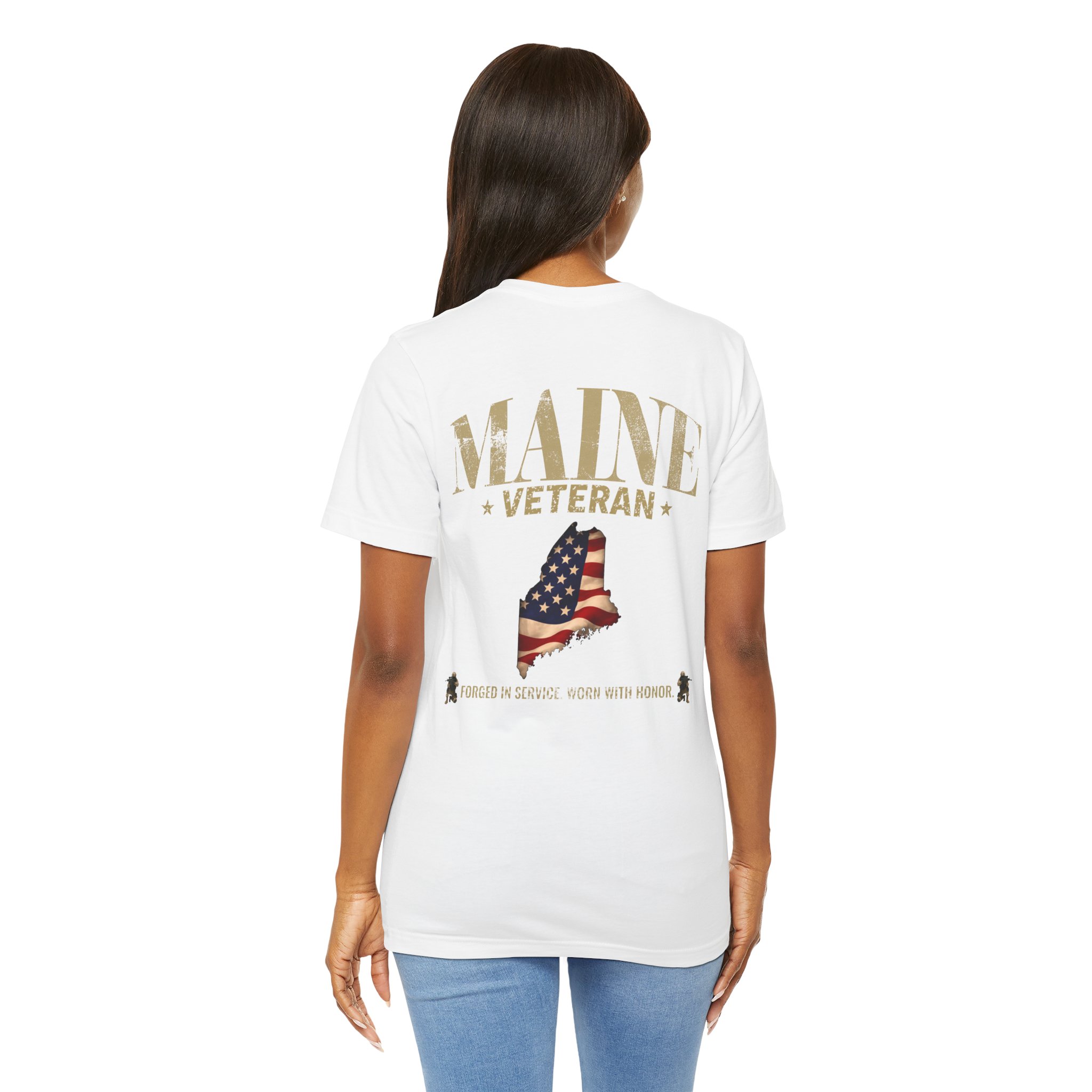 Maine Veteran T-Shirt — American Flag Map Military Tribute Tee - Image 20