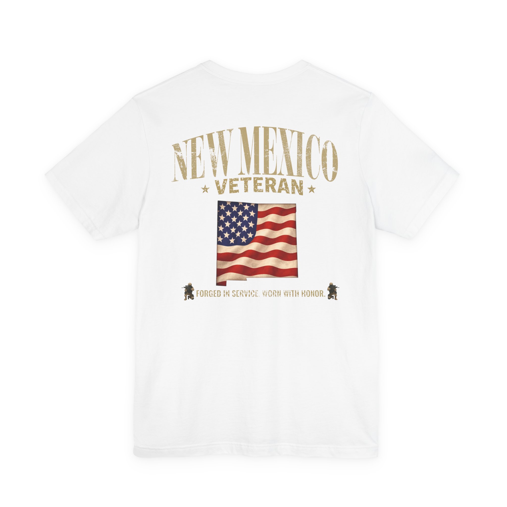 New Mexico Veteran T-Shirt — American Flag Map Military Tribute Tee - Image 3