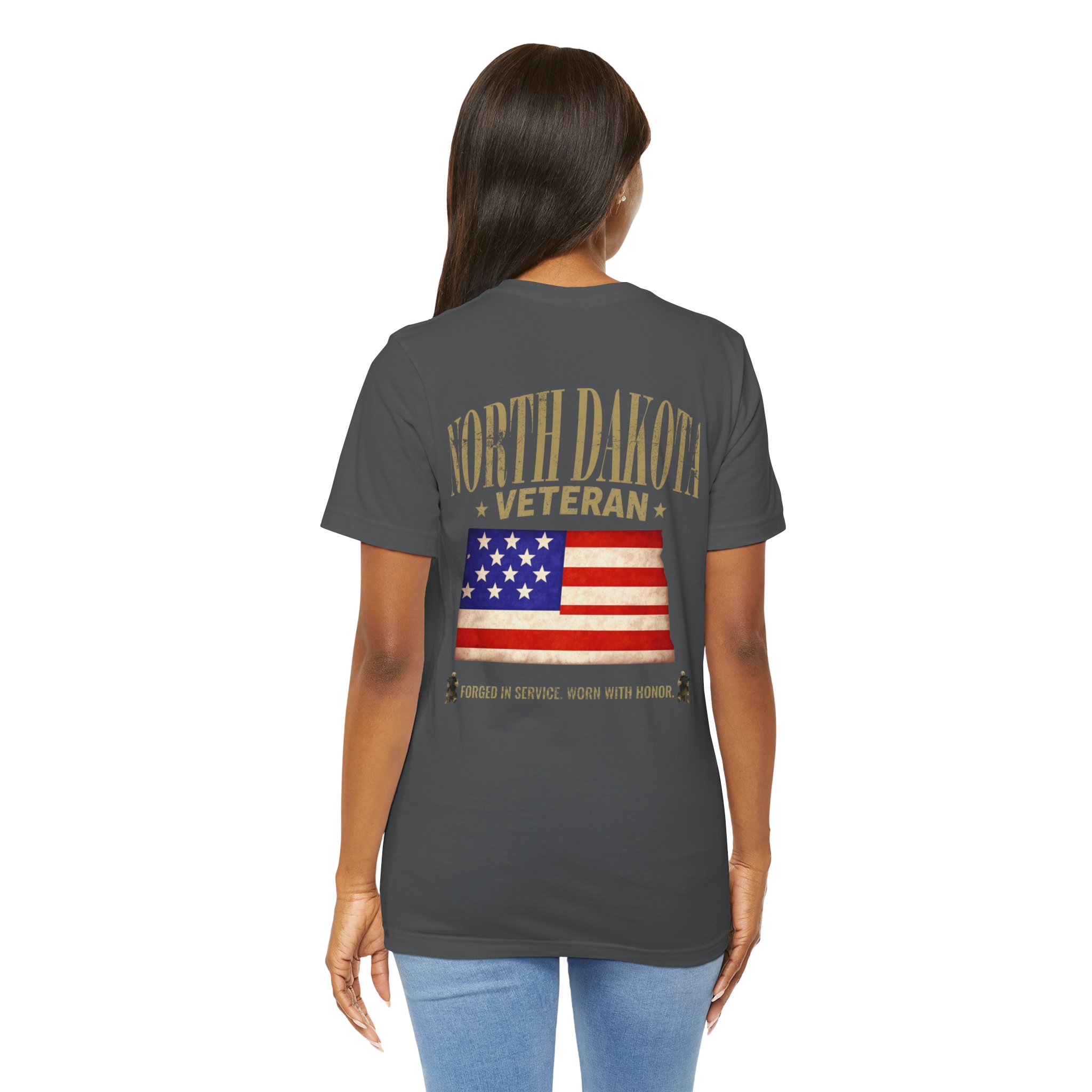 North Dakota Veteran T-Shirt — American Flag Map Military Tribute Tee - Image 40