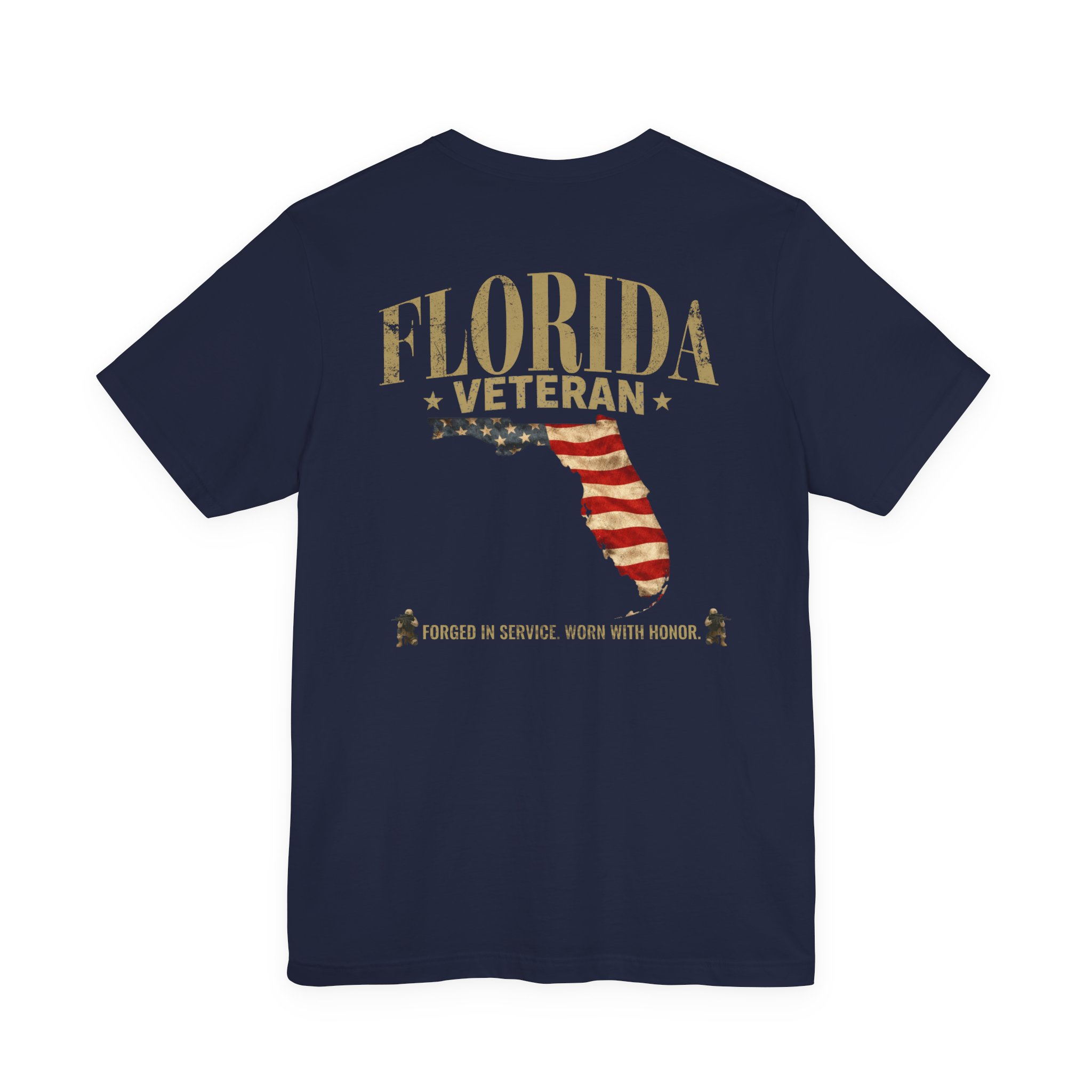 Florida Veteran T-Shirt — American Flag Map Military Tribute Tee - Image 8