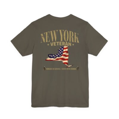New York Veteran T-Shirt — American Flag Map Military Tribute Tee