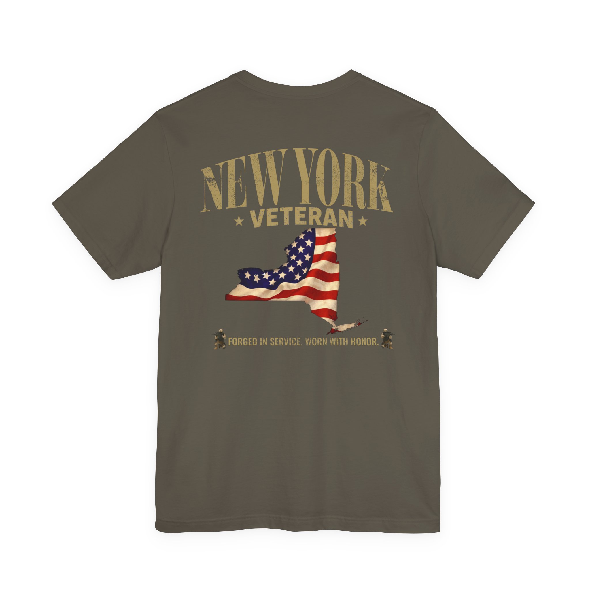 New York Veteran T-Shirt — American Flag Map Military Tribute Tee