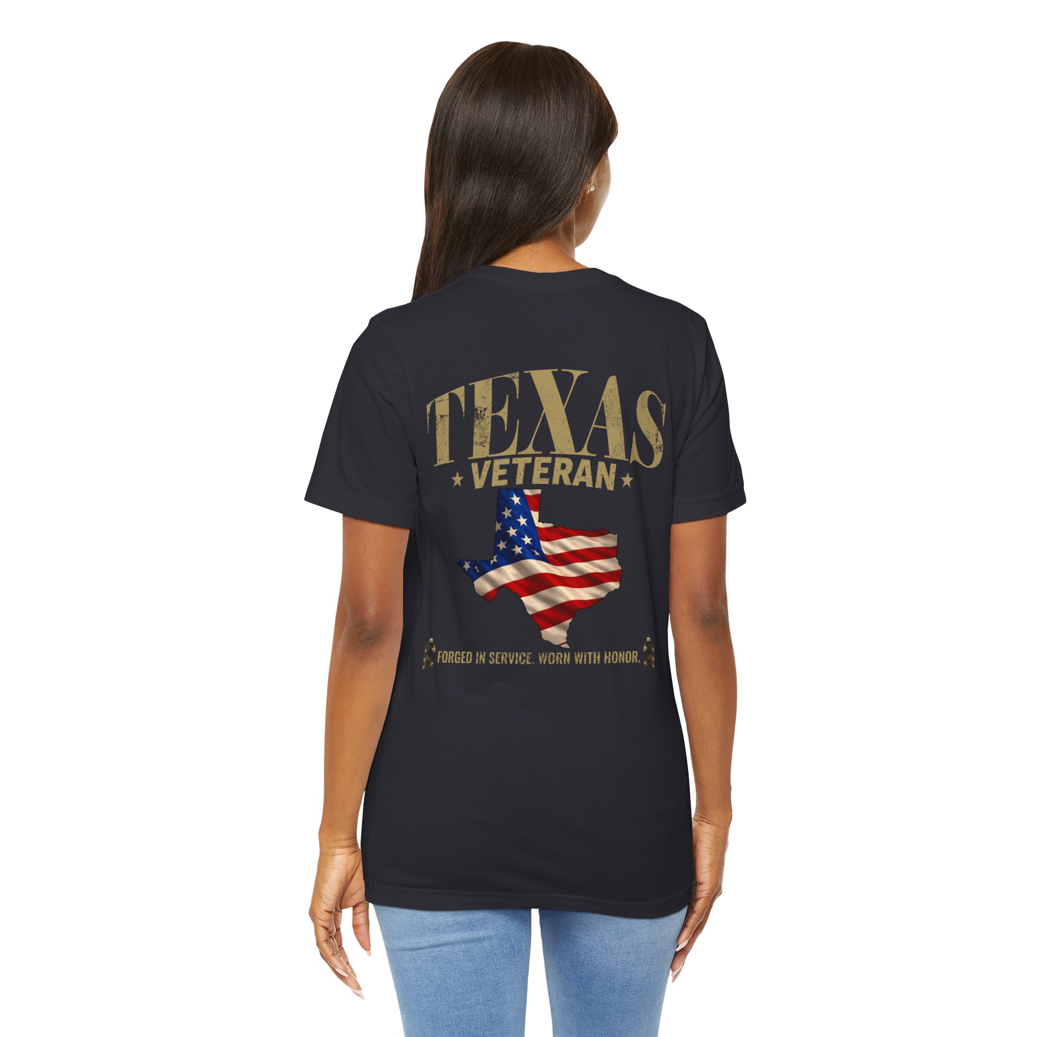 Texas Veteran T-Shirt — American Flag Map Military Tribute Tee - Image 25