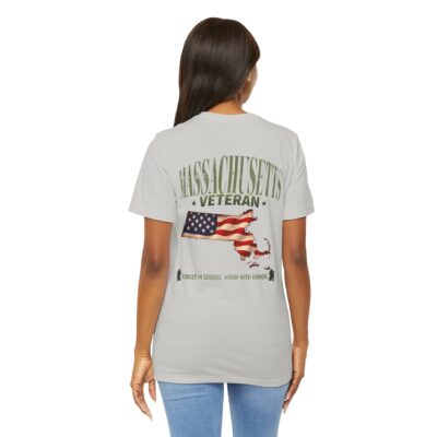 Massachusetts Veteran T-Shirt — American Flag Map Military Tribute Tee