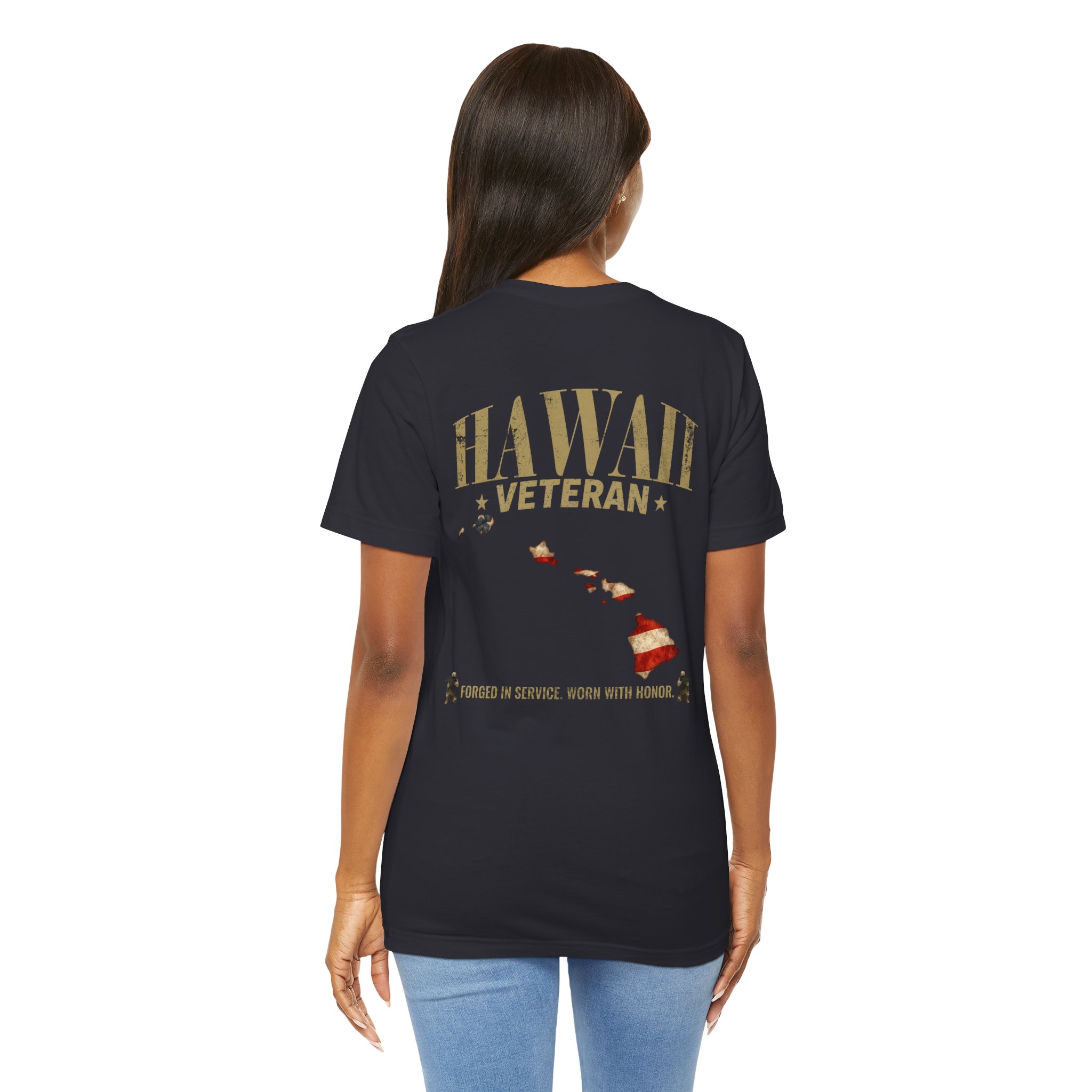 Hawaii Veteran T-Shirt — American Flag Map Military Tribute Tee - Image 30