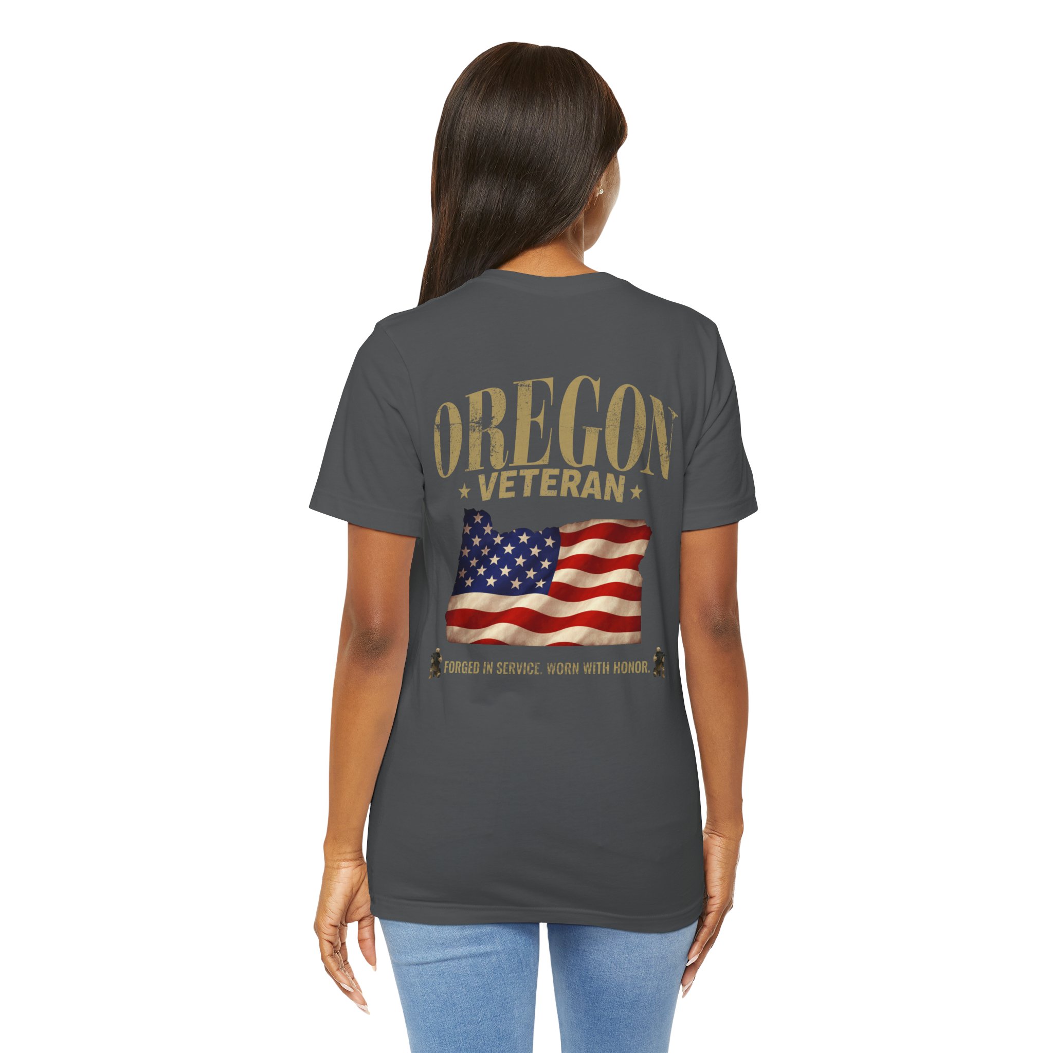Oregon Veteran T-Shirt — American Flag Map Military Tribute Tee - Image 20