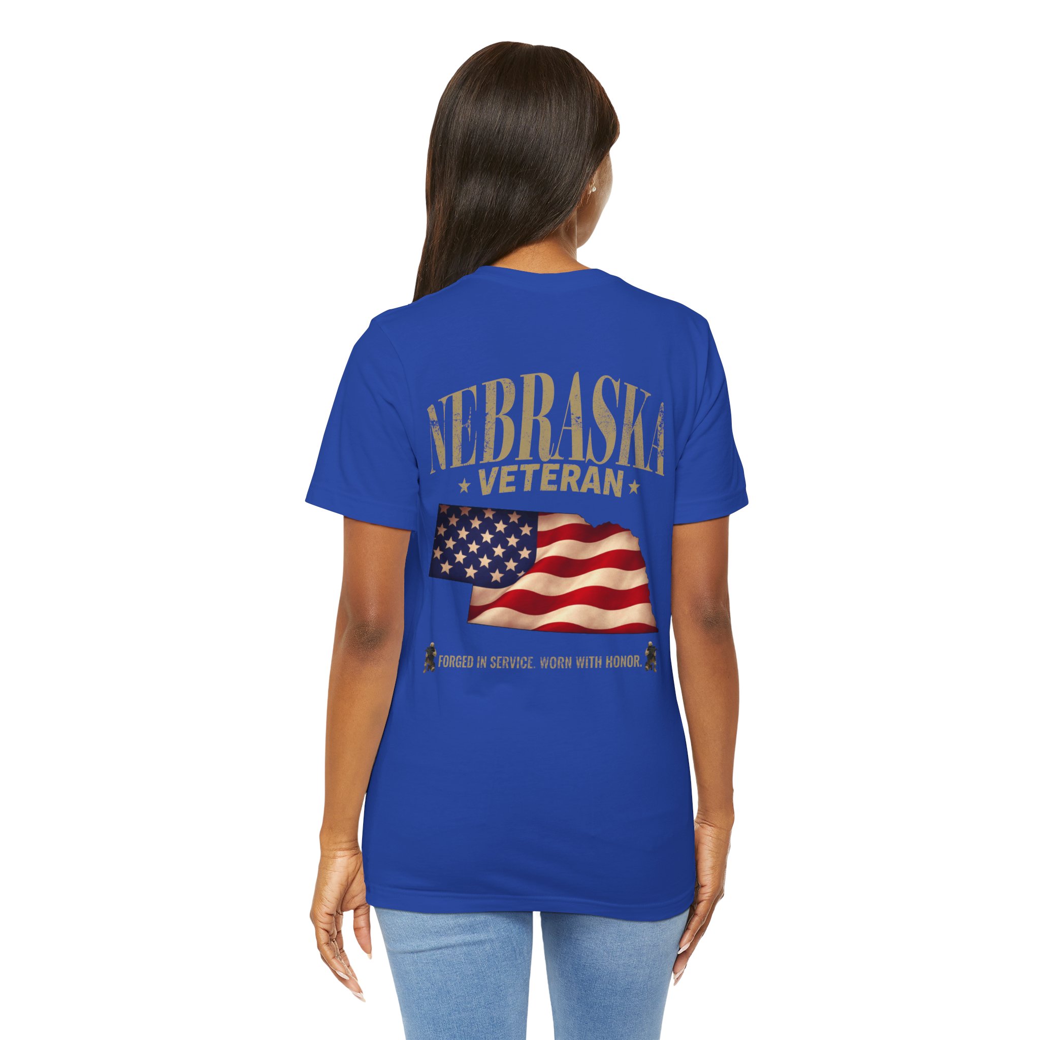 Nebraska Veteran T-Shirt — American Flag Map Military Tribute Tee - Image 15