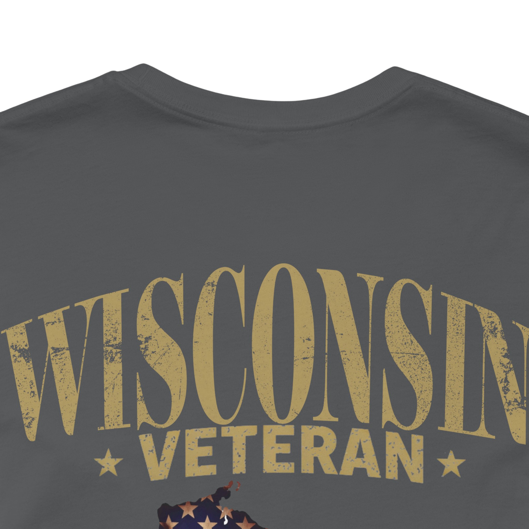 Wisconsin Veteran T-Shirt — American Flag Map Military Tribute Tee - Image 44