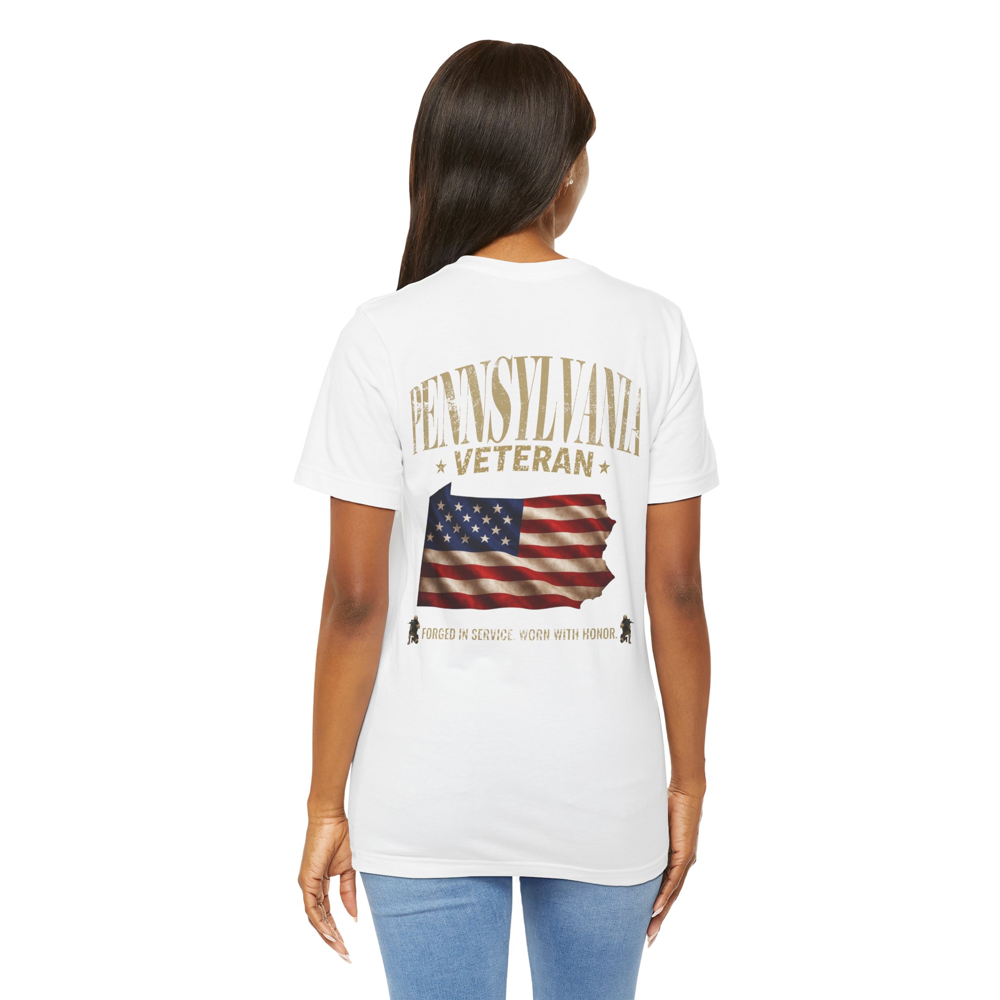 Pennsylvania Veteran T-Shirt — American Flag Map Military Tribute Tee - Image 50