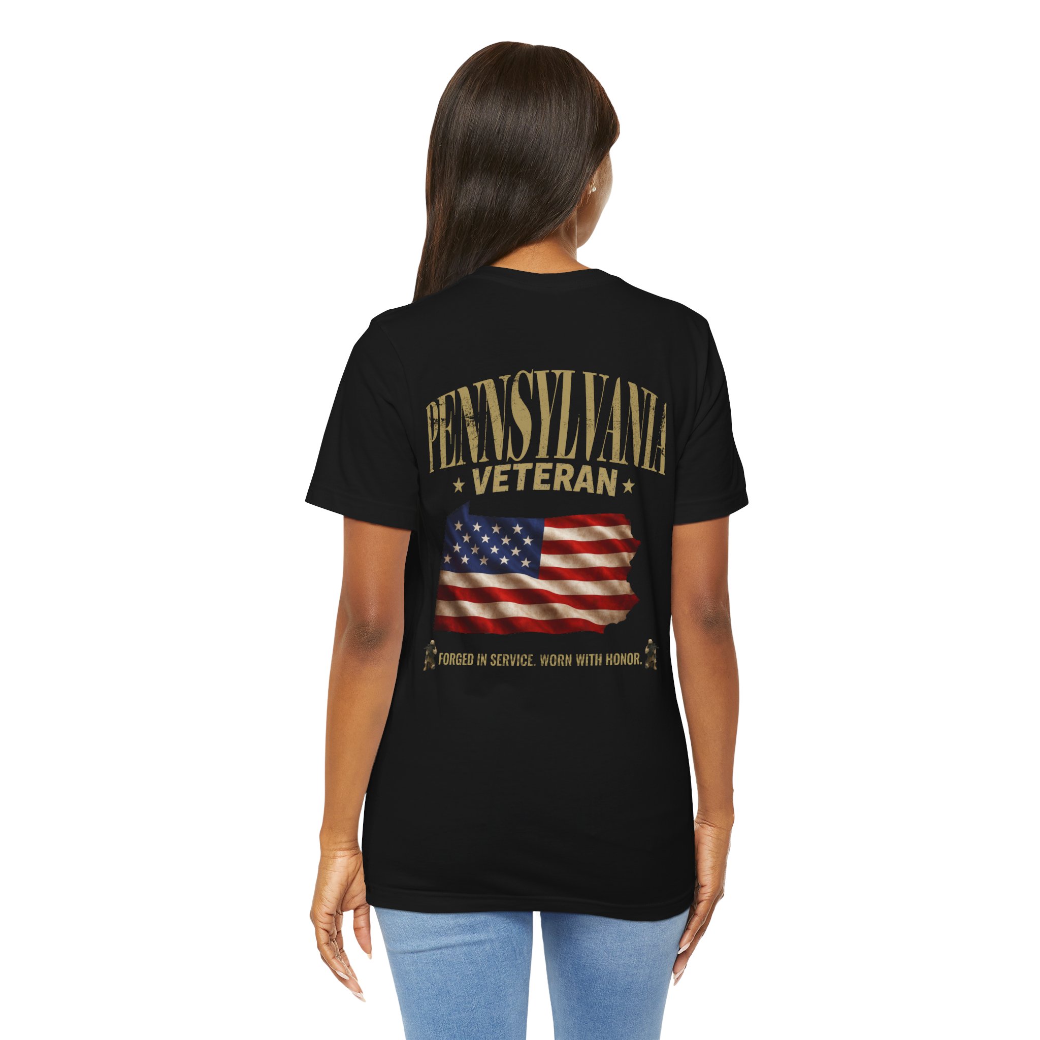 Pennsylvania Veteran T-Shirt — American Flag Map Military Tribute Tee - Image 25