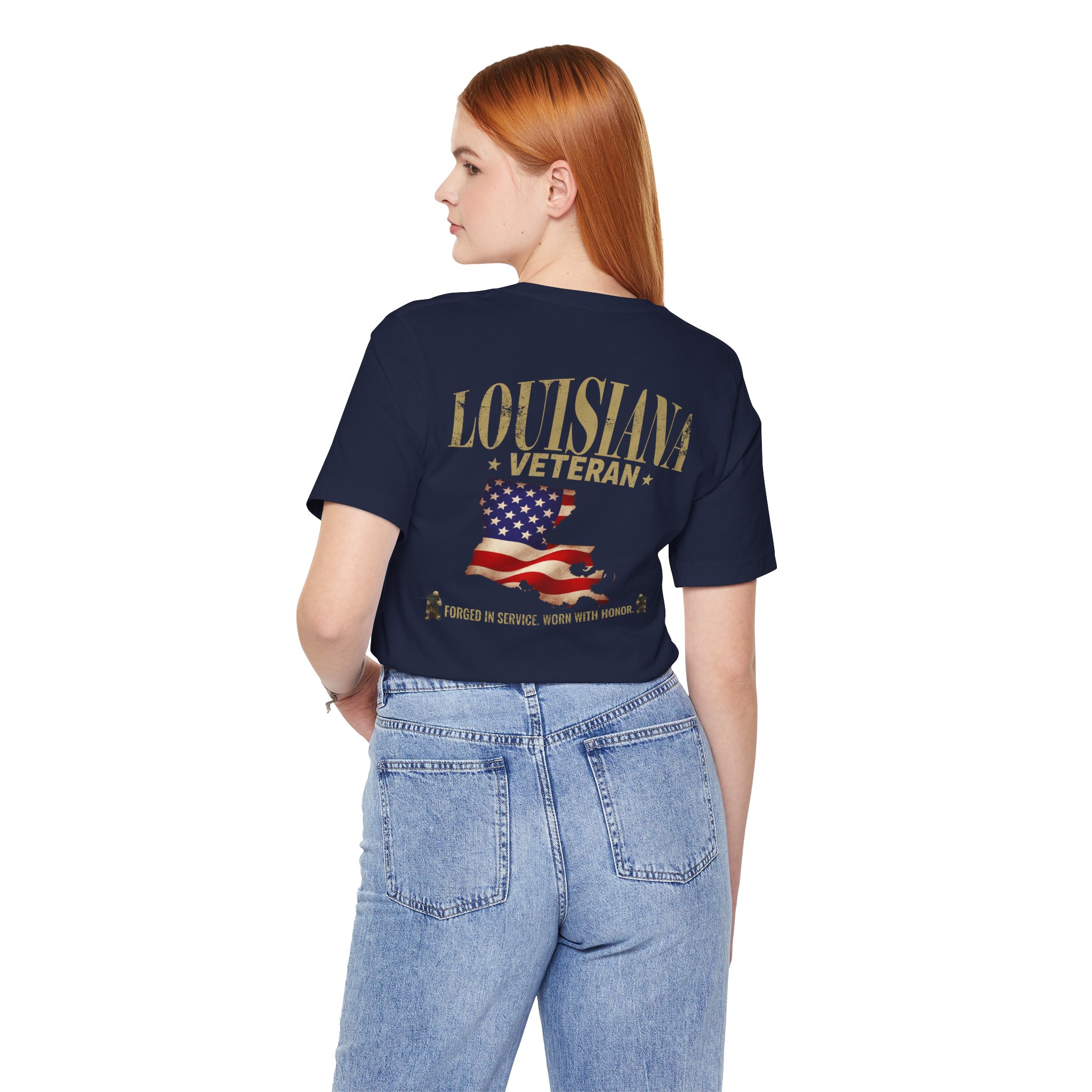 Louisiana Veteran T-Shirt — American Flag Alaska Map Military Tribute Tee - Image 20
