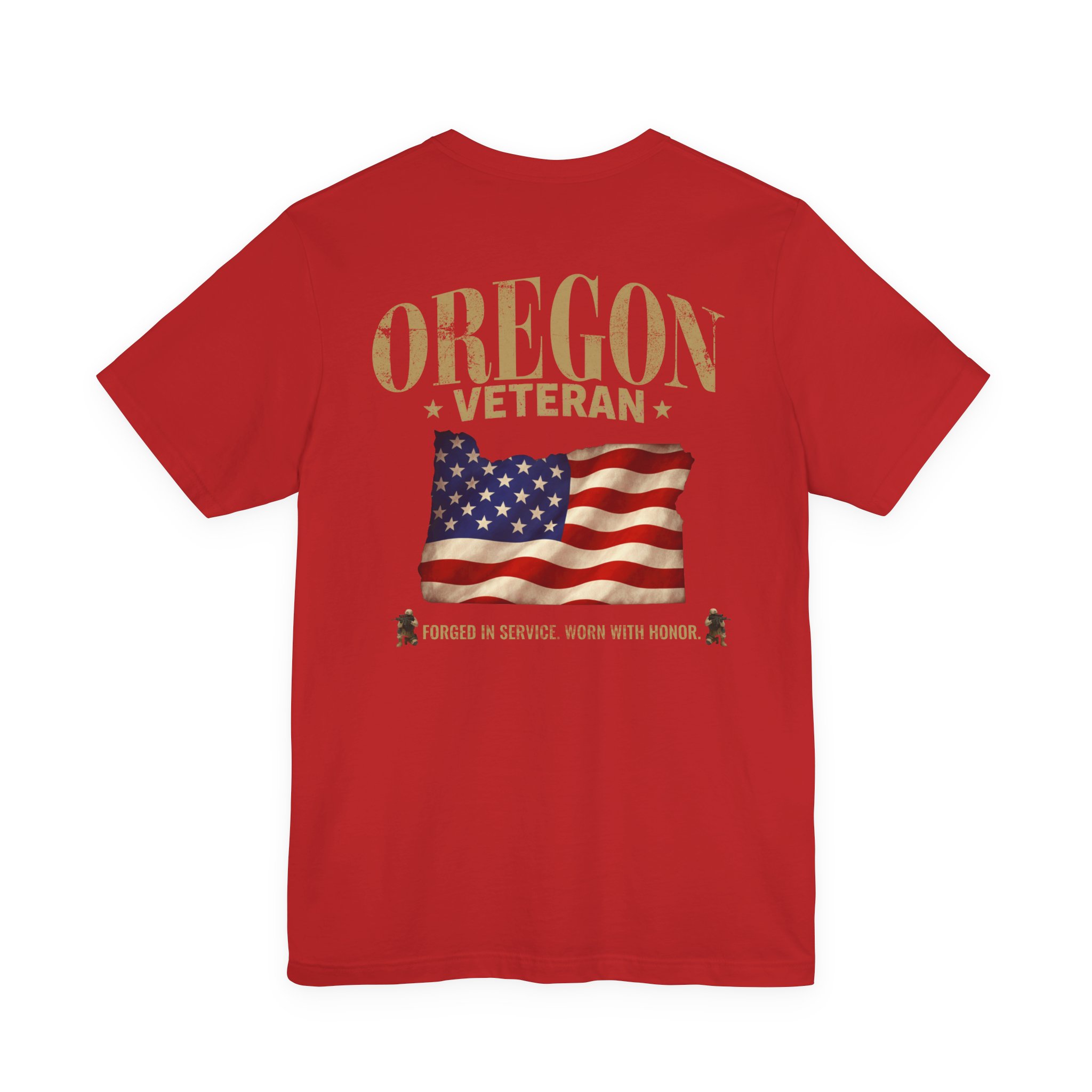 Oregon Veteran T-Shirt — American Flag Map Military Tribute Tee - Image 3