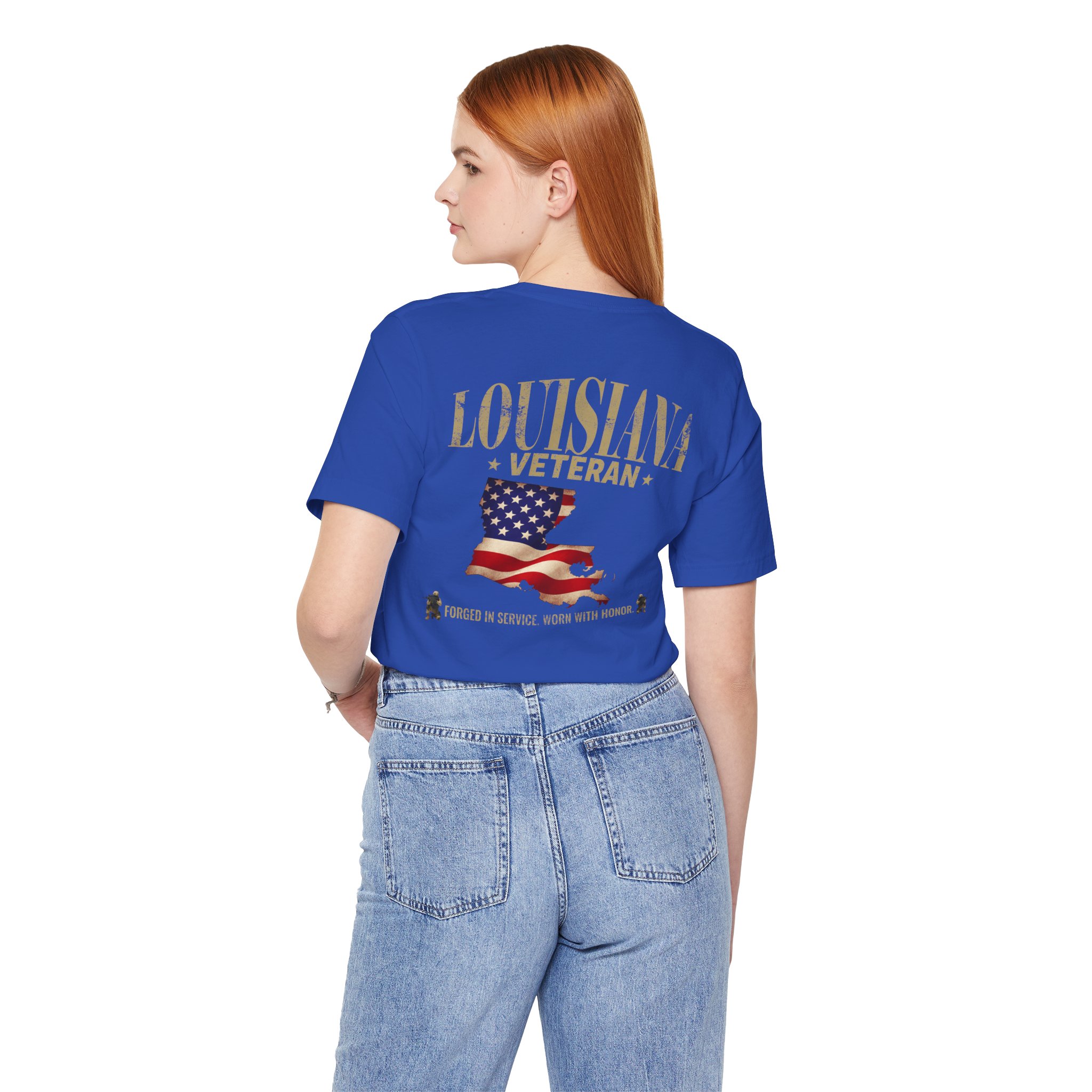 Louisiana Veteran T-Shirt — American Flag Alaska Map Military Tribute Tee - Image 32