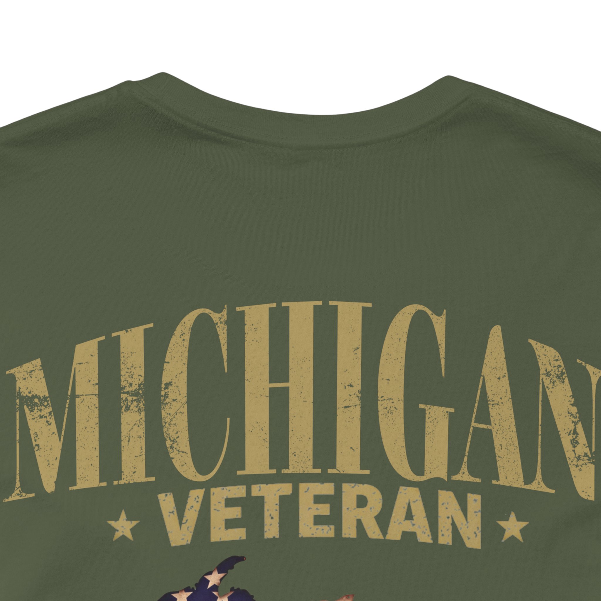 Michigan Veteran T-Shirt — American Flag Map Military Tribute Tee - Image 48