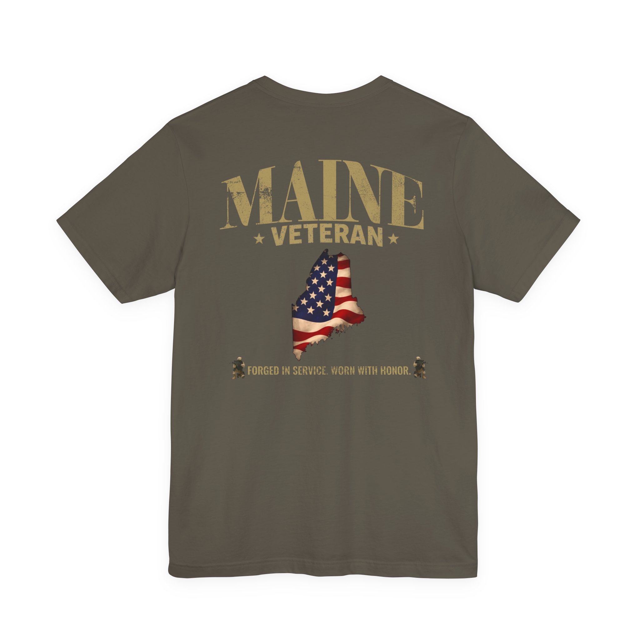 Maine Veteran T-Shirt — American Flag Map Military Tribute Tee - Image 27