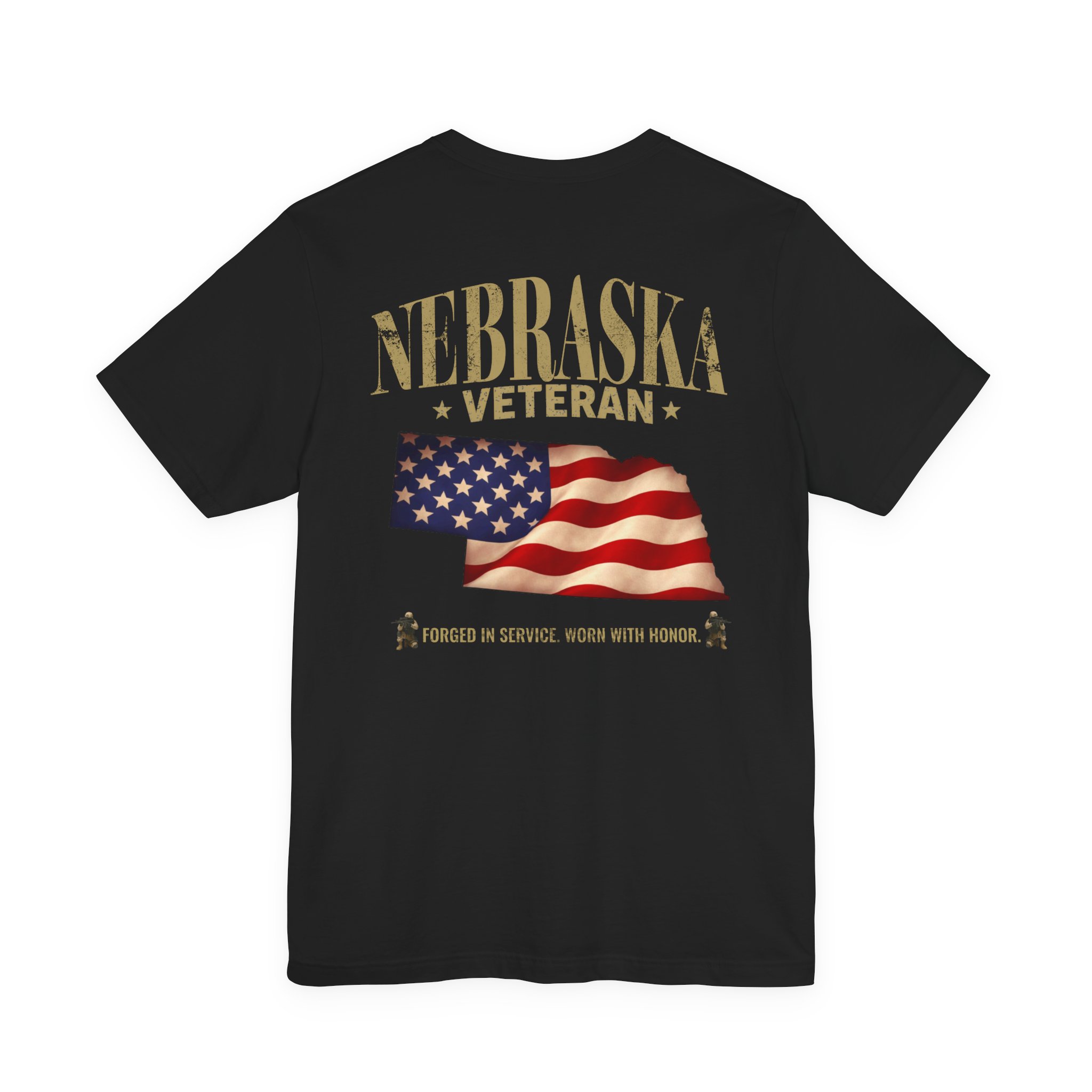 Nebraska Veteran T-Shirt — American Flag Map Military Tribute Tee - Image 27