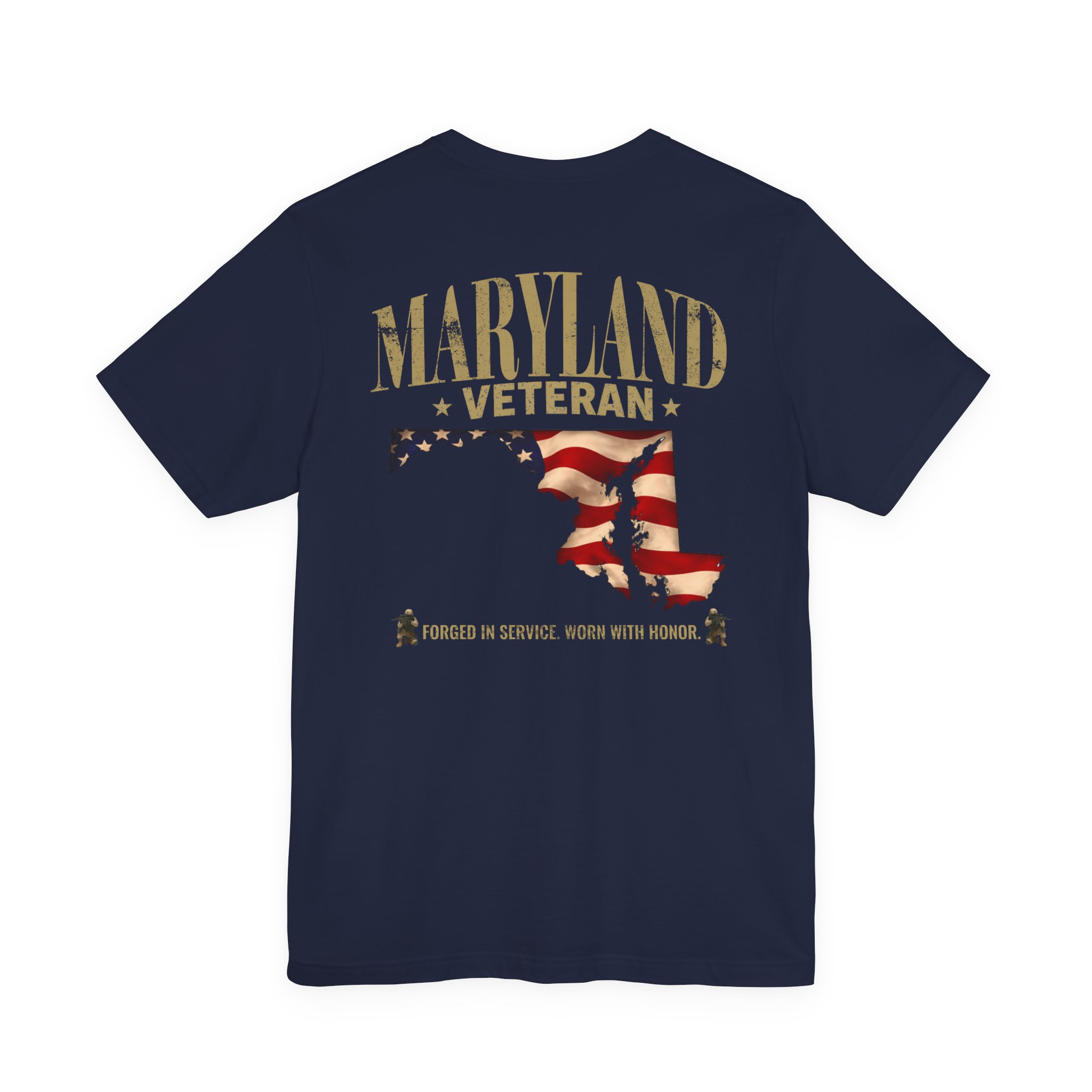 Maryland Veteran T-Shirt — American Flag Map Military Tribute Tee - Image 38