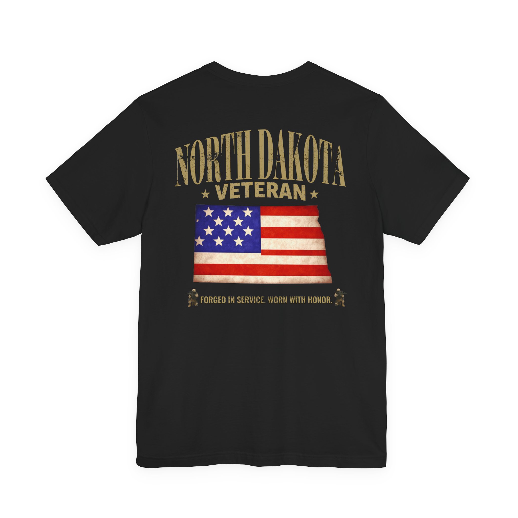 North Dakota Veteran T-Shirt — American Flag Map Military Tribute Tee - Image 18