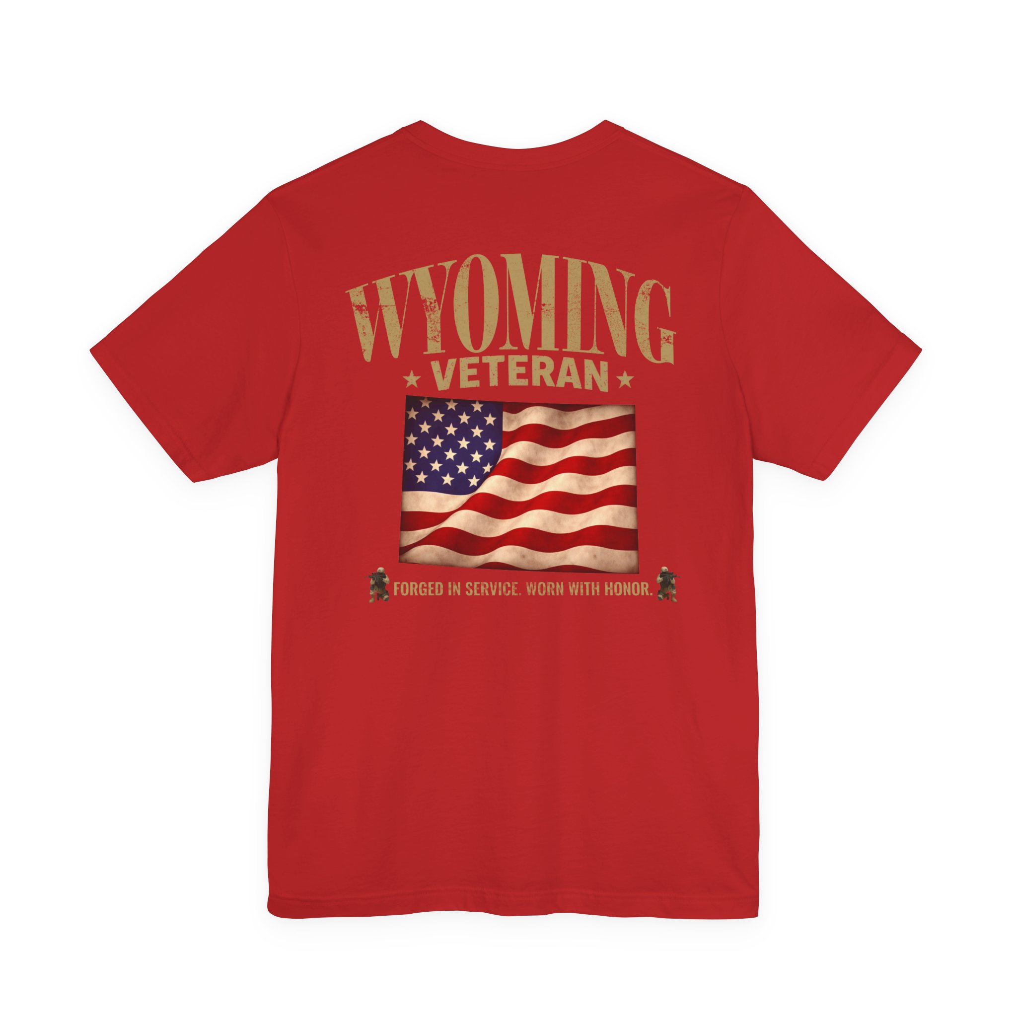 Wyoming Veteran T-Shirt — American Flag Map Military Tribute Tee - Image 15