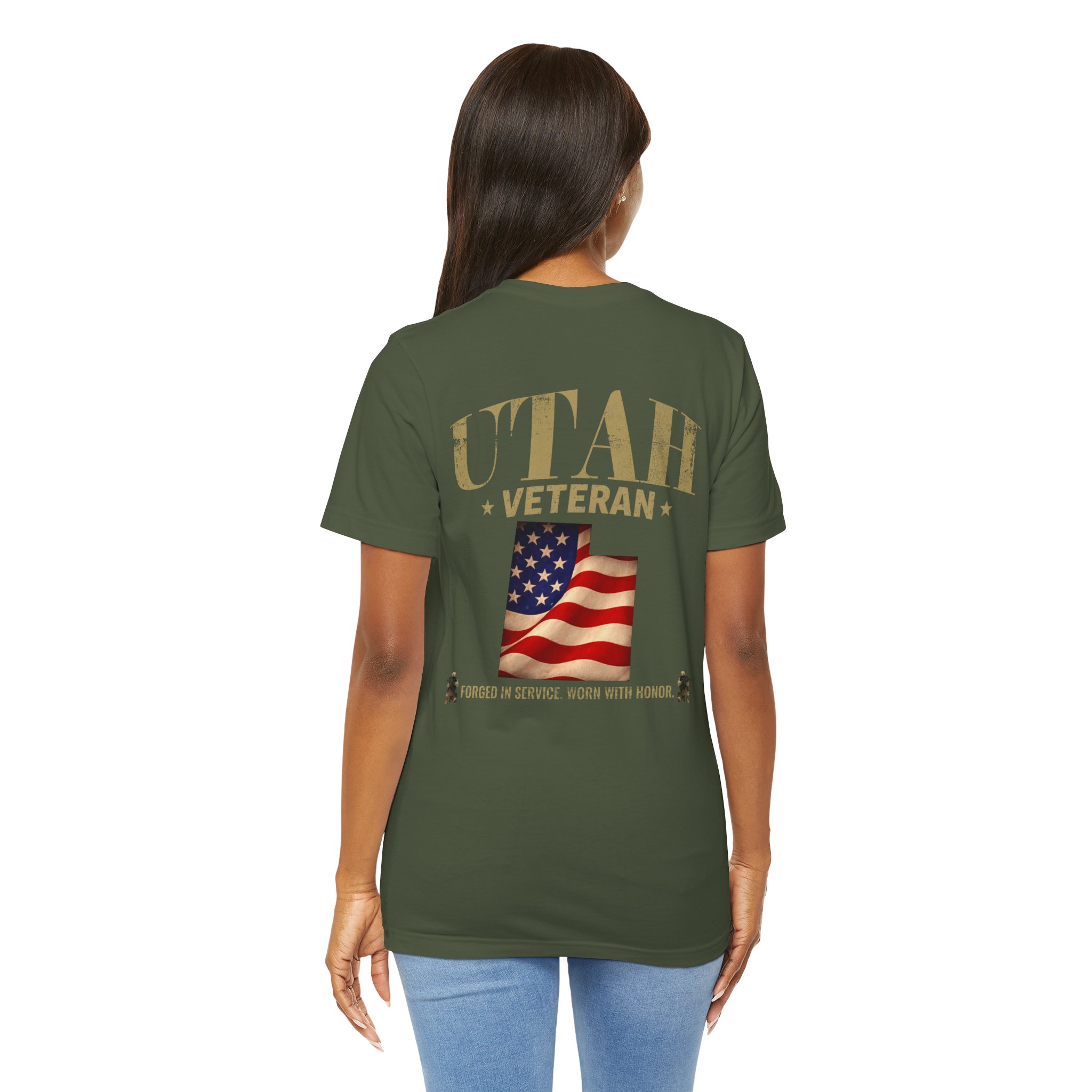 Utah Veteran T-Shirt — American Flag Map Military Tribute Tee - Image 50