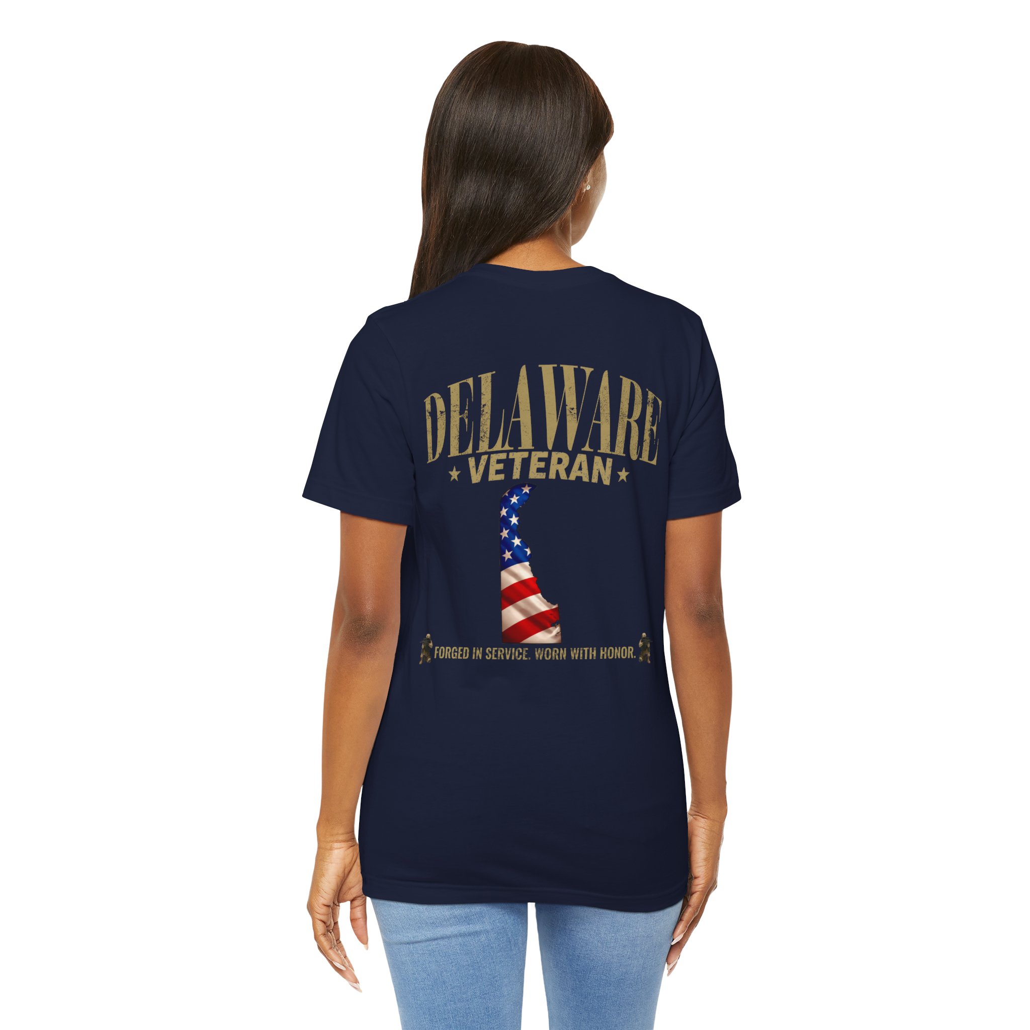 Delaware Veteran T-Shirt — American Flag Map Military Tribute Tee - Image 10