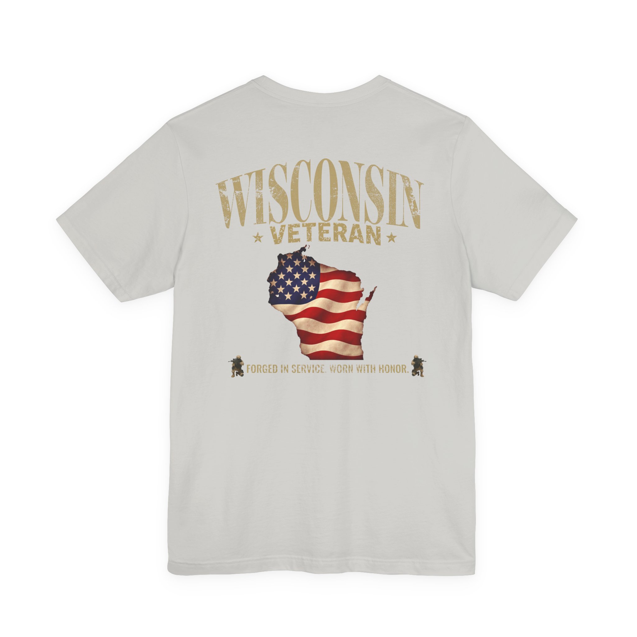 Wisconsin Veteran T-Shirt — American Flag Map Military Tribute Tee - Image 13
