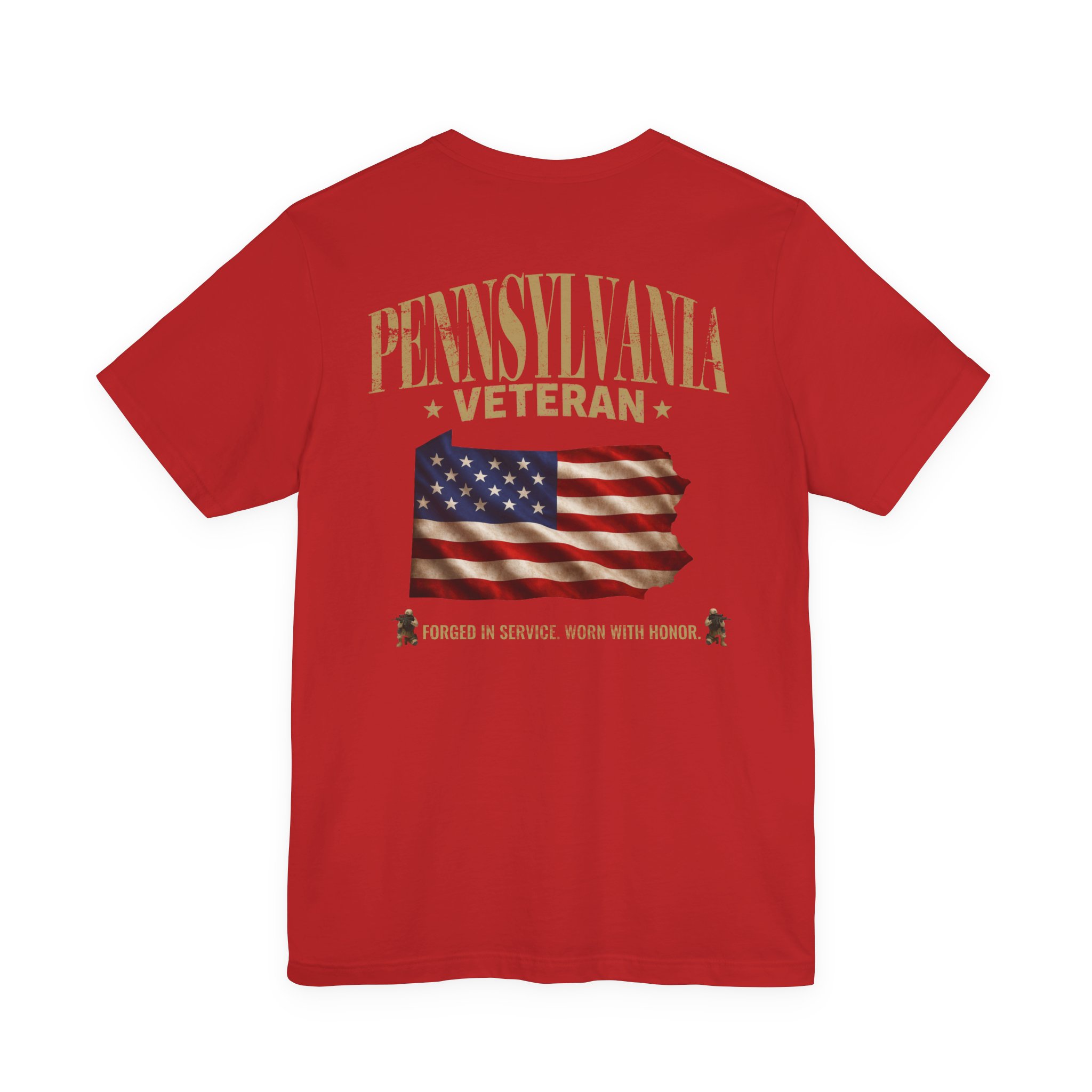Pennsylvania Veteran T-Shirt — American Flag Map Military Tribute Tee - Image 37