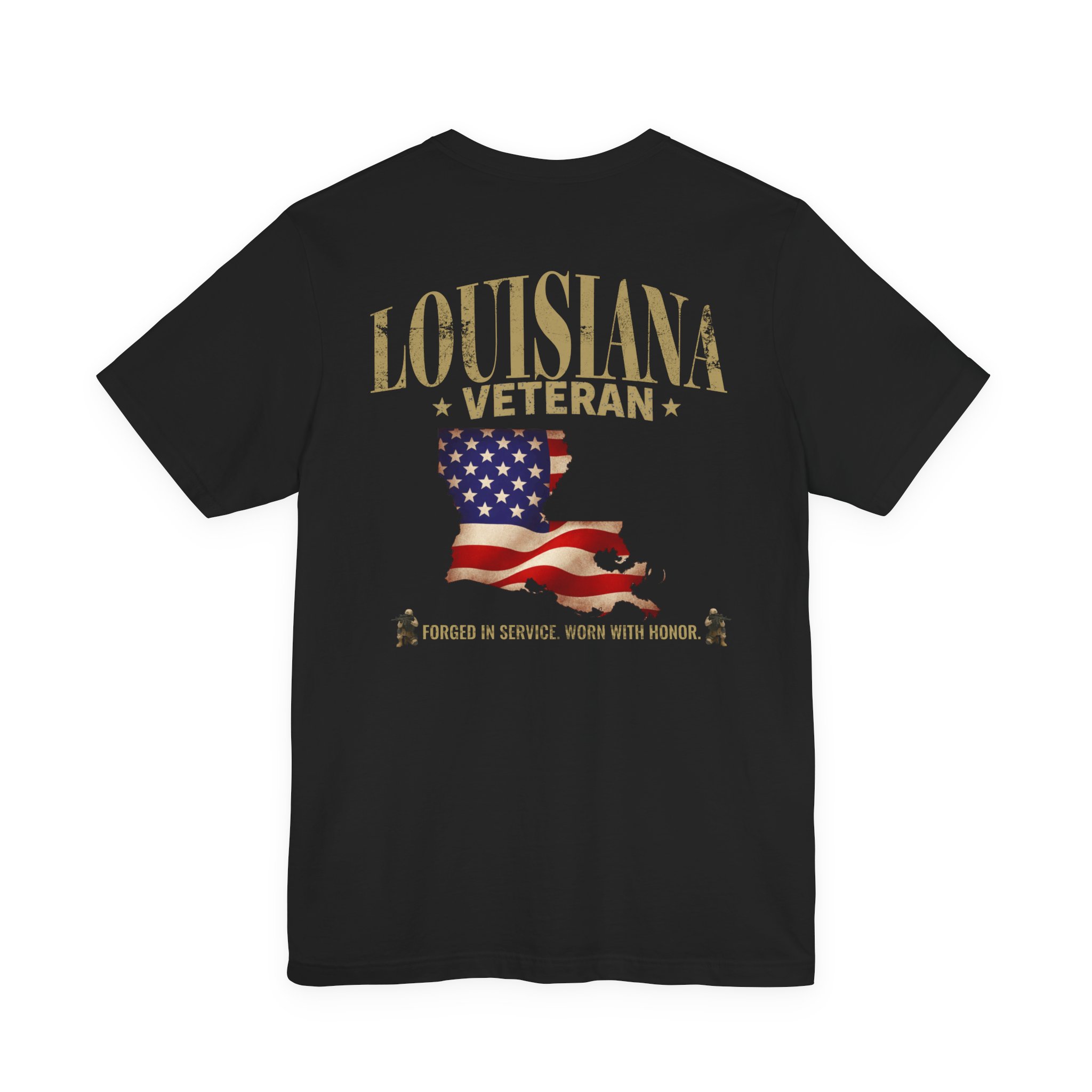 Louisiana Veteran T-Shirt — American Flag Alaska Map Military Tribute Tee - Image 13