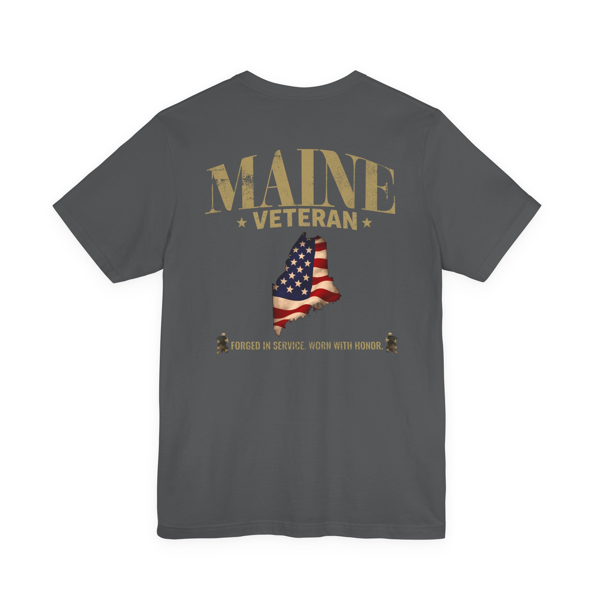 Maine Veteran T-Shirt — American Flag Map Military Tribute Tee - Image 42