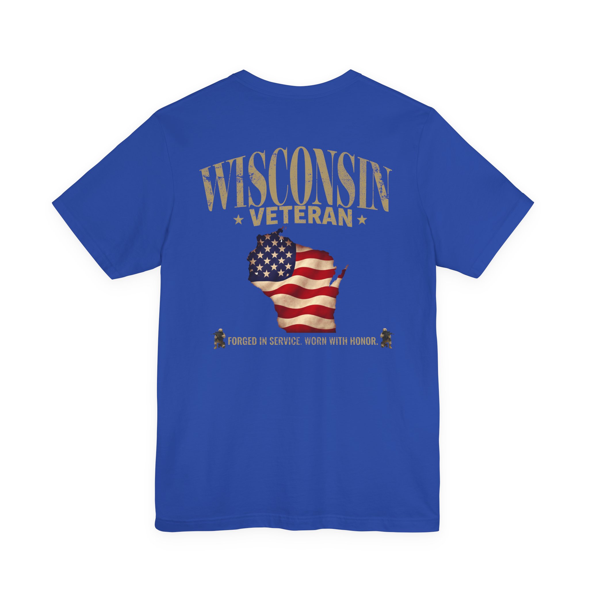 Wisconsin Veteran T-Shirt — American Flag Map Military Tribute Tee - Image 16