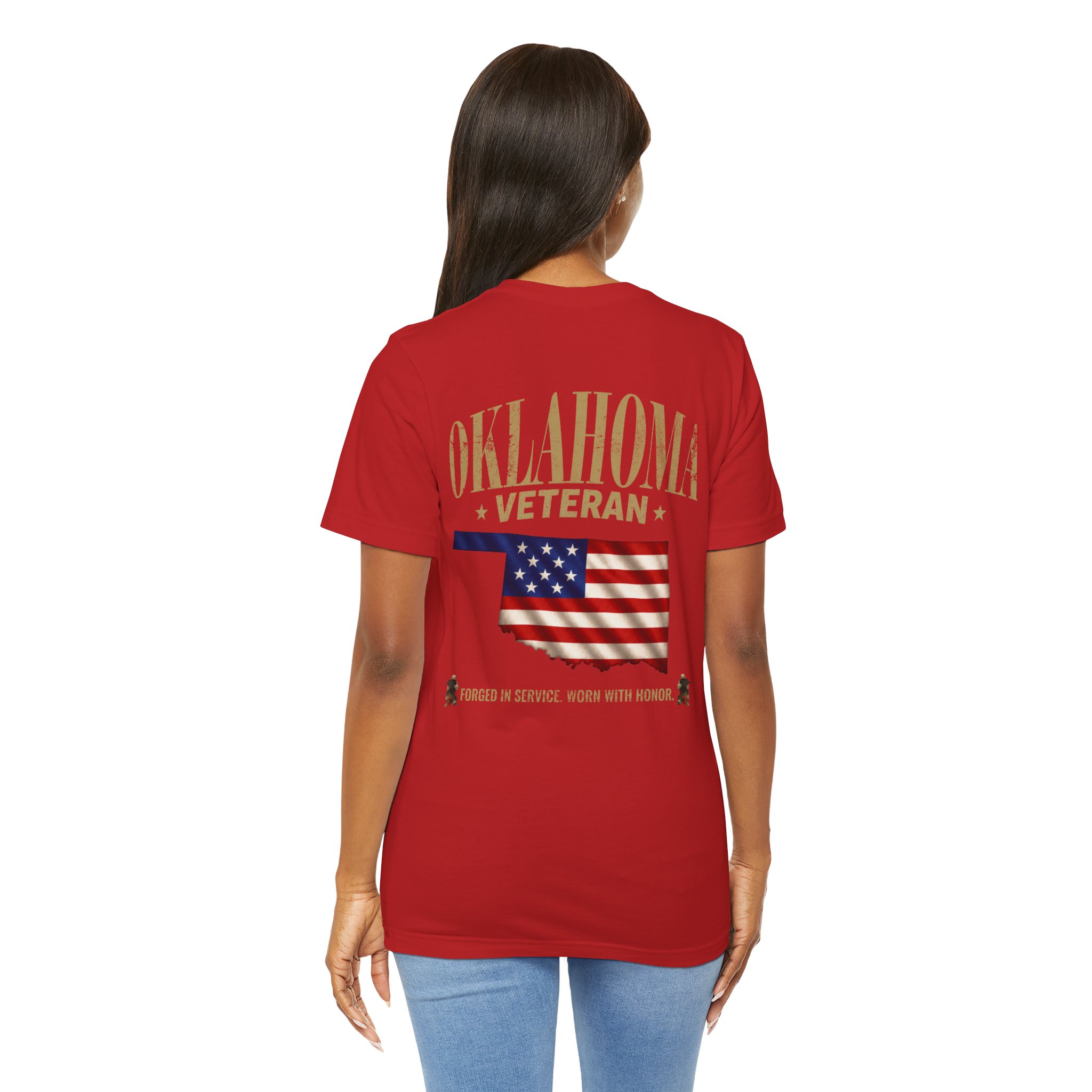 Oklahoma Veteran T-Shirt — American Flag Map Military Tribute Tee - Image 35