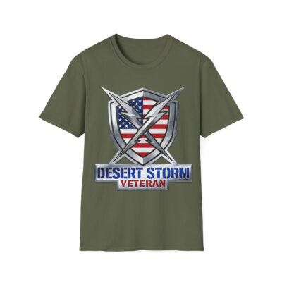 Desert Storm Veteran T-Shirt — American Flag Shield Military Tribute