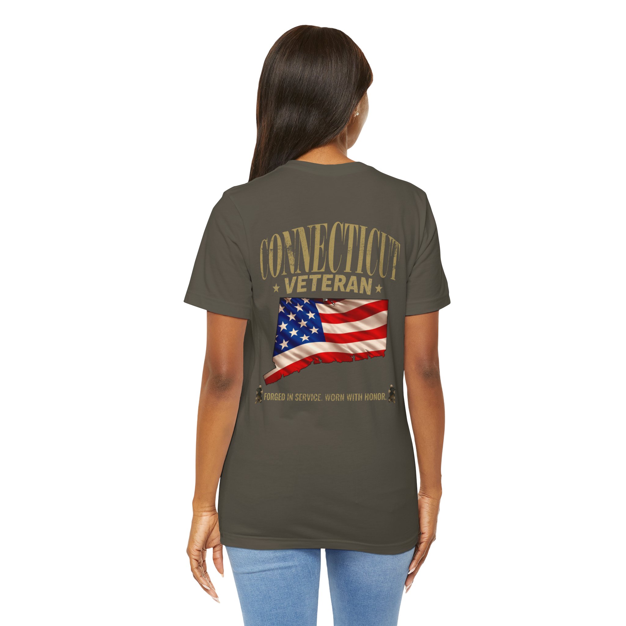 Connecticut Veteran T-Shirt — American Flag Alaska Map Military Tribute Tee - Image 25