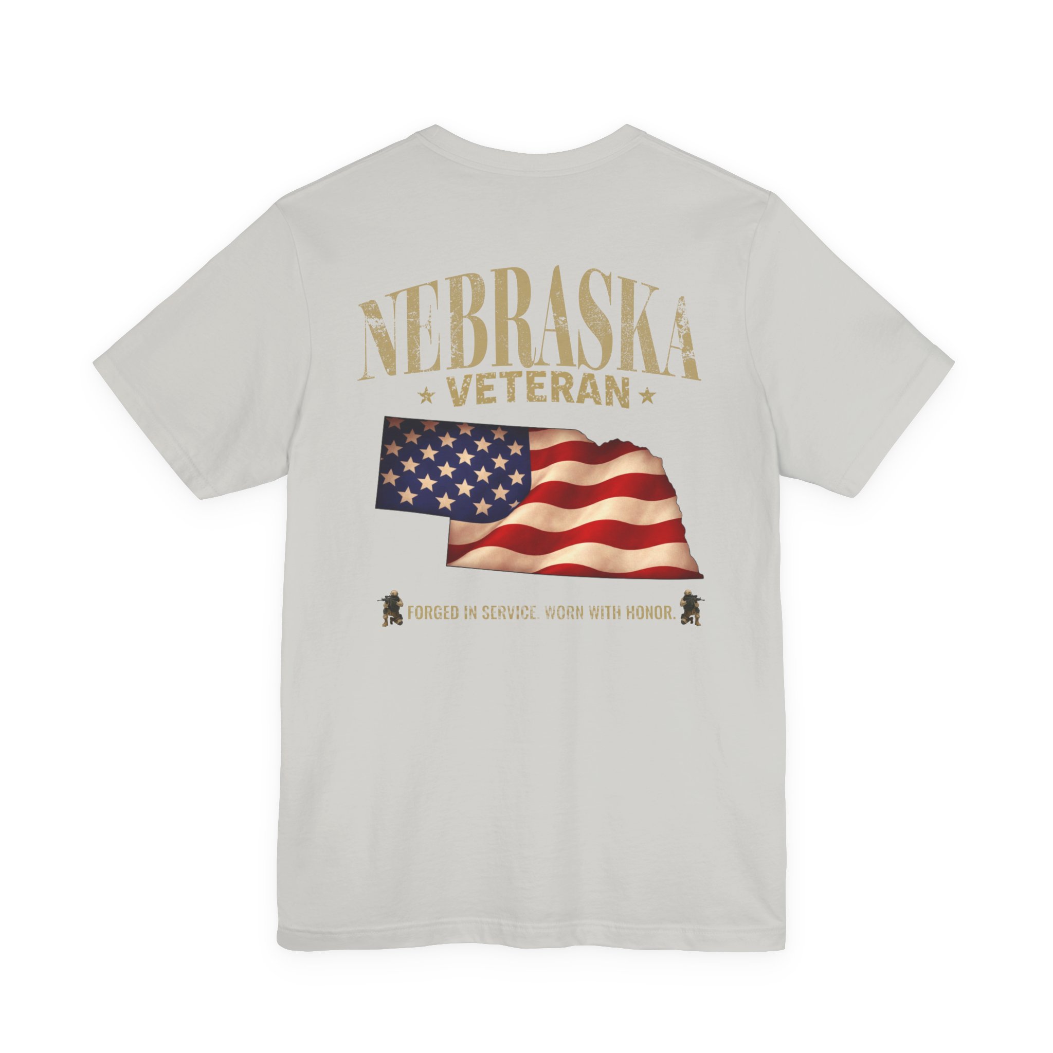 Nebraska Veteran T-Shirt — American Flag Map Military Tribute Tee - Image 8