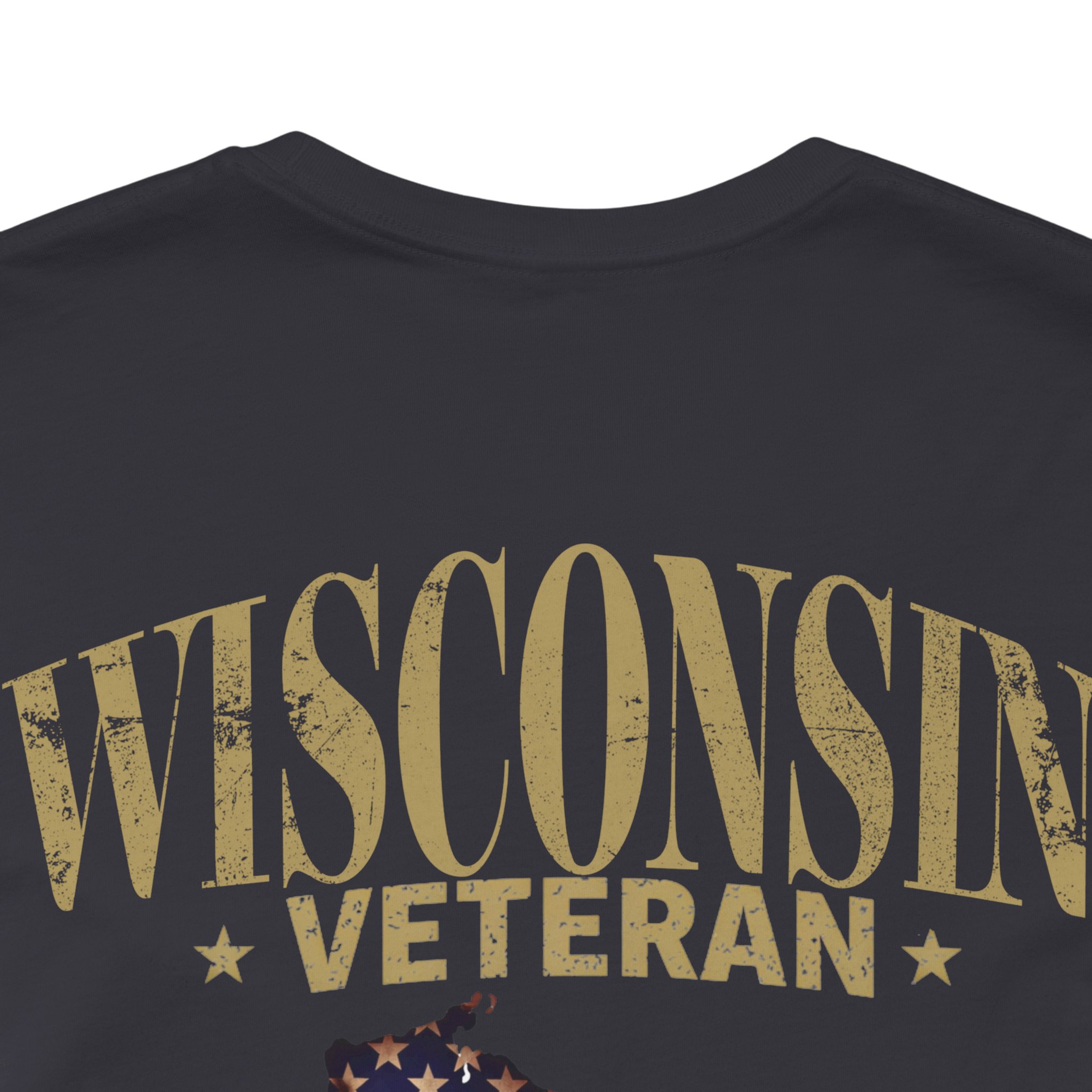 Wisconsin Veteran T-Shirt — American Flag Map Military Tribute Tee - Image 4