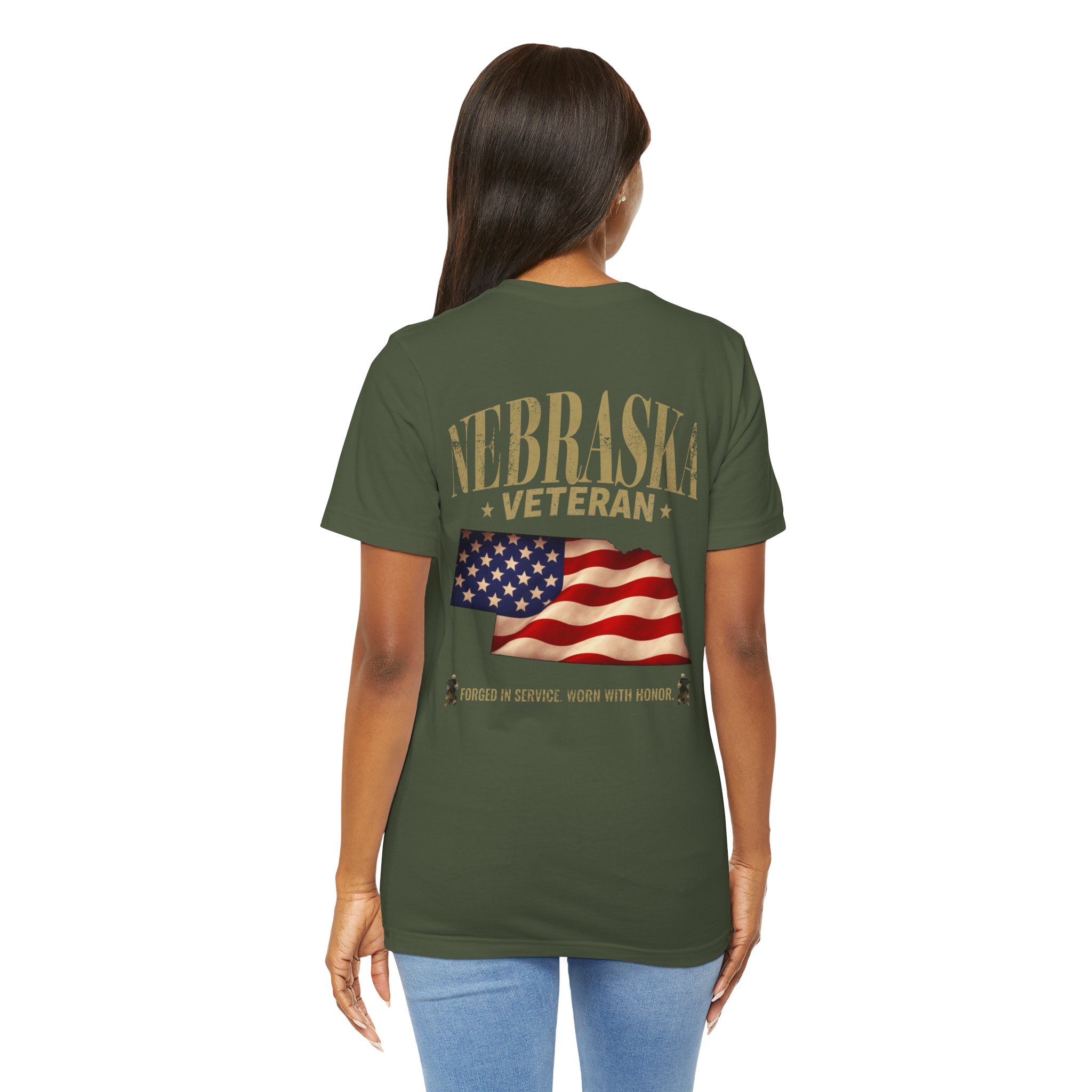 Nebraska Veteran T-Shirt — American Flag Map Military Tribute Tee - Image 5