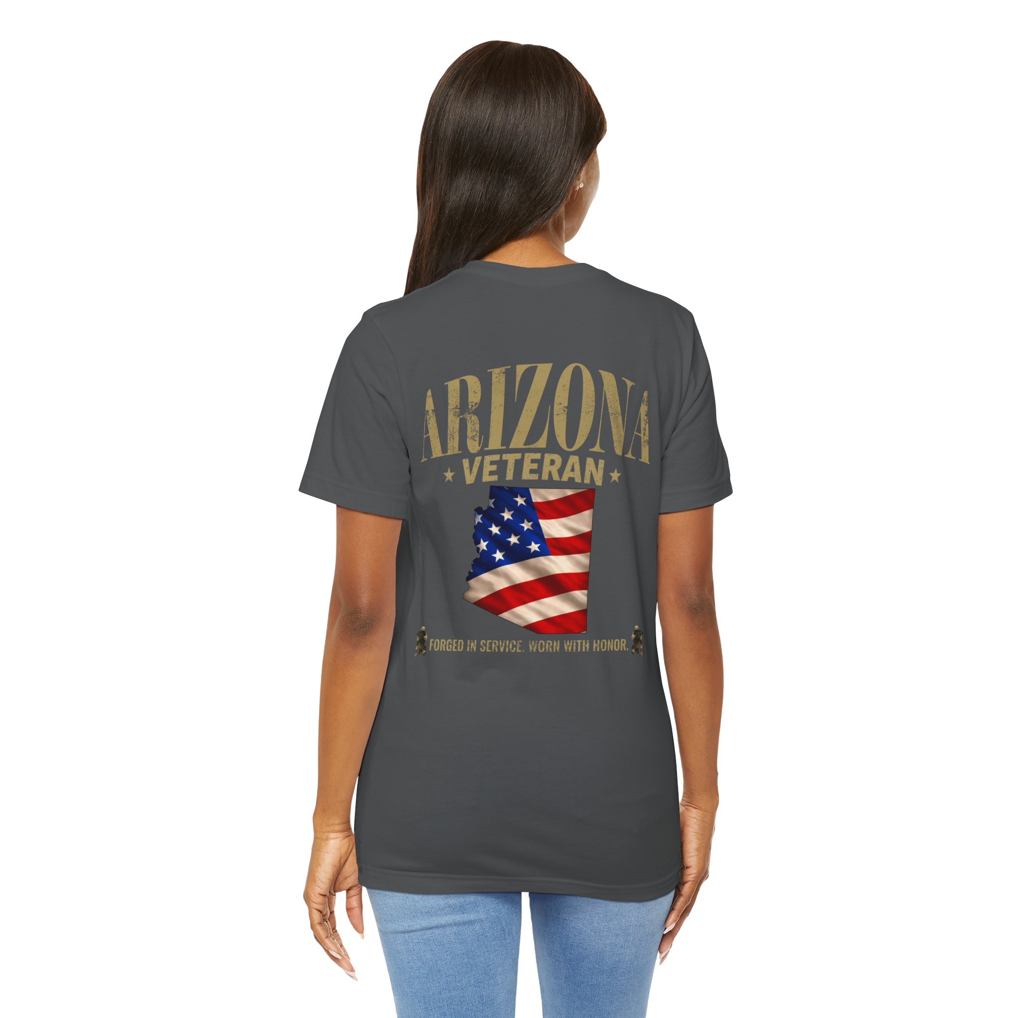 Arizona Veteran T-Shirt — American Flag Map Military Tribute Tee - Image 45