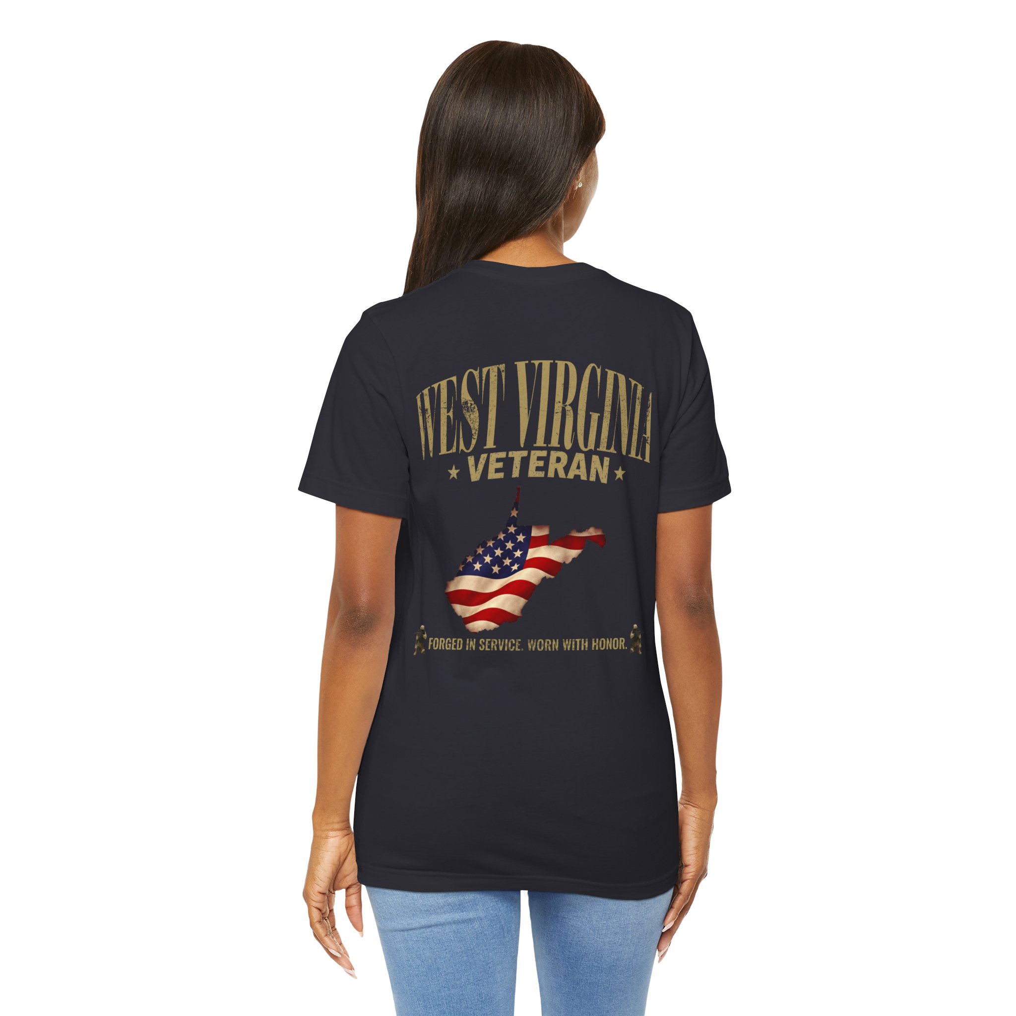 West Virginia Veteran T-Shirt — American Flag Map Military Tribute Tee - Image 35