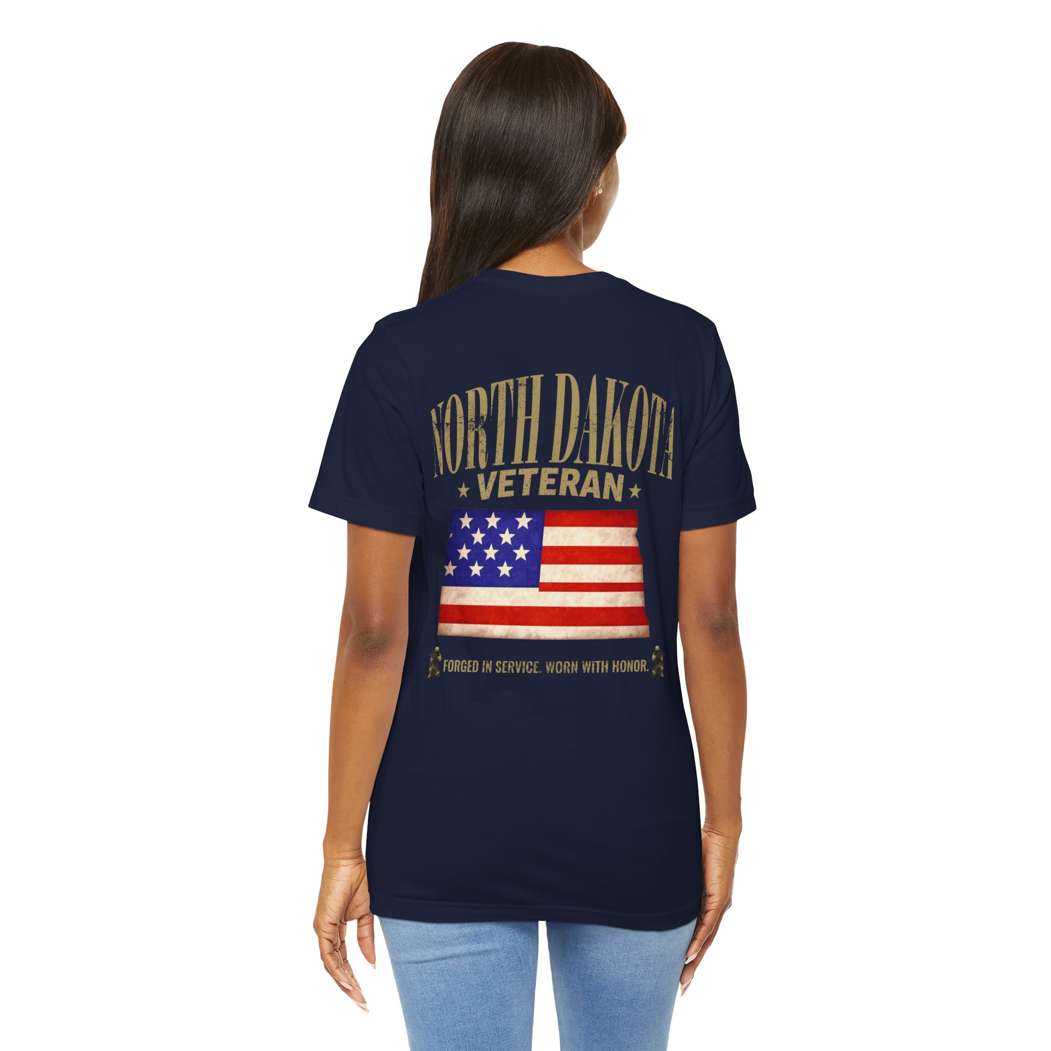 North Dakota Veteran T-Shirt — American Flag Map Military Tribute Tee - Image 4