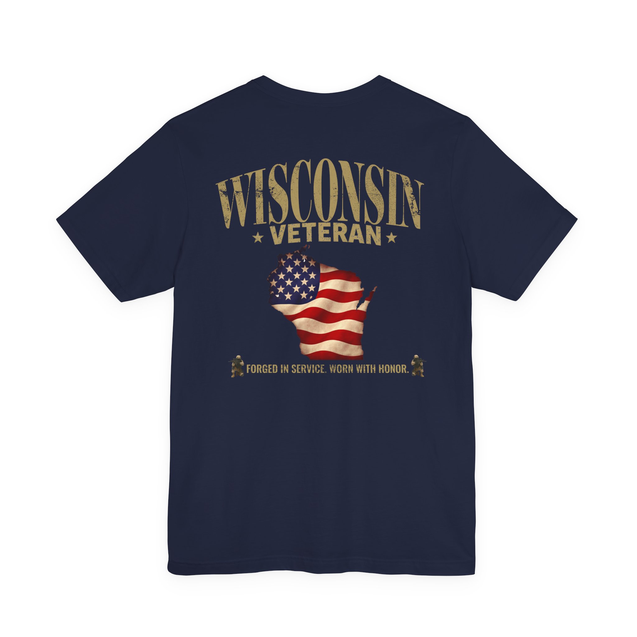 Wisconsin Veteran T-Shirt — American Flag Map Military Tribute Tee - Image 23