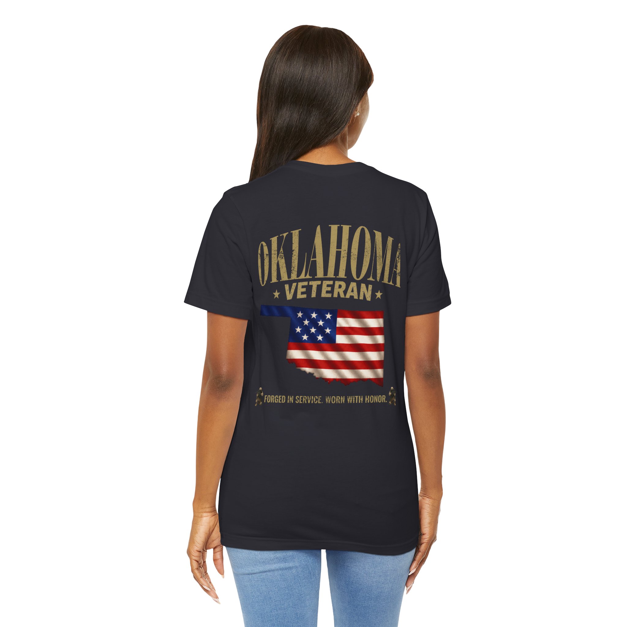Oklahoma Veteran T-Shirt — American Flag Map Military Tribute Tee - Image 25