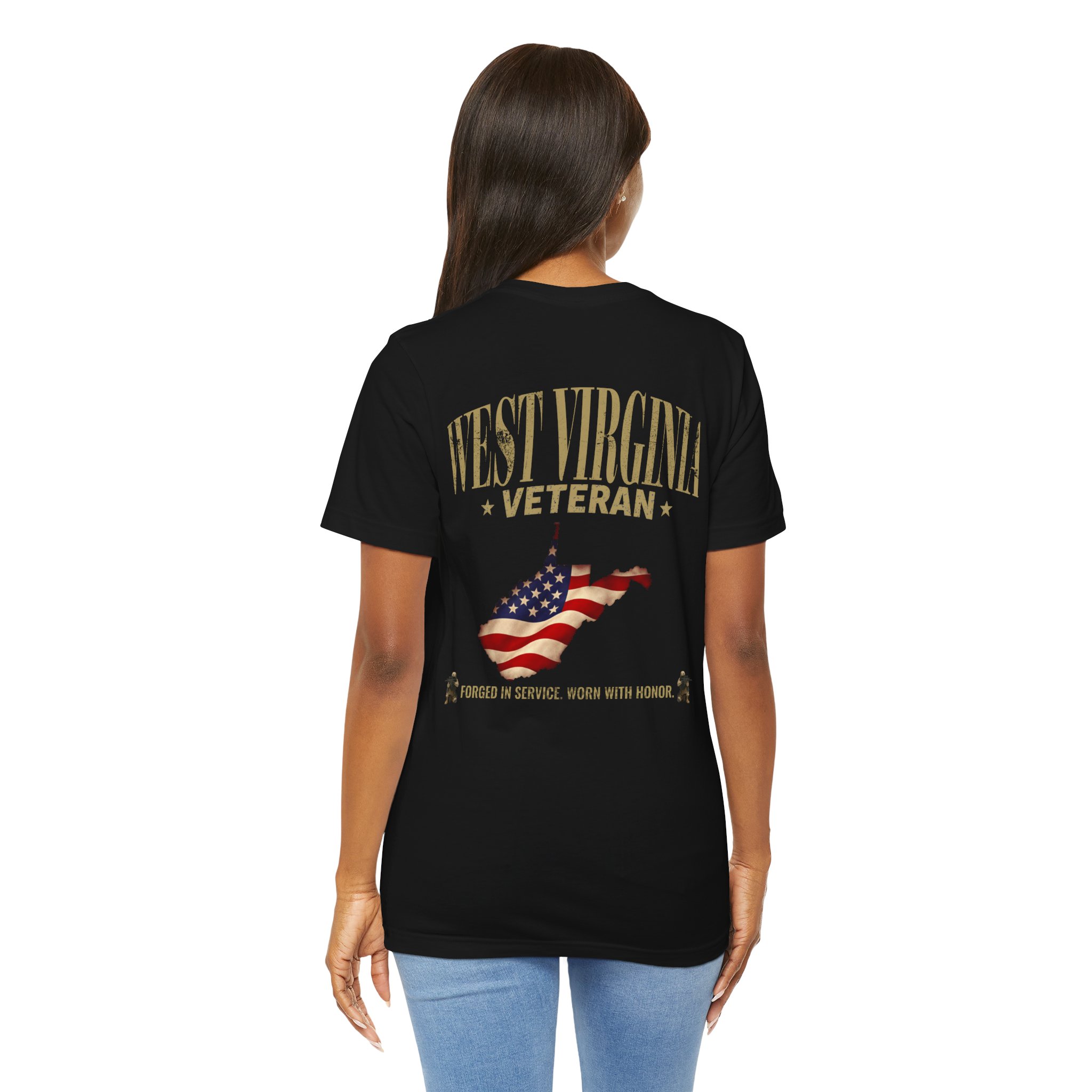West Virginia Veteran T-Shirt — American Flag Map Military Tribute Tee - Image 10