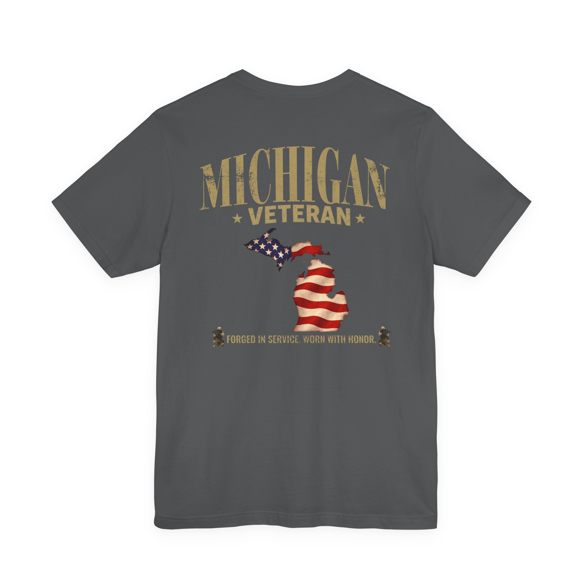 Michigan Veteran T-Shirt — American Flag Map Military Tribute Tee - Image 12