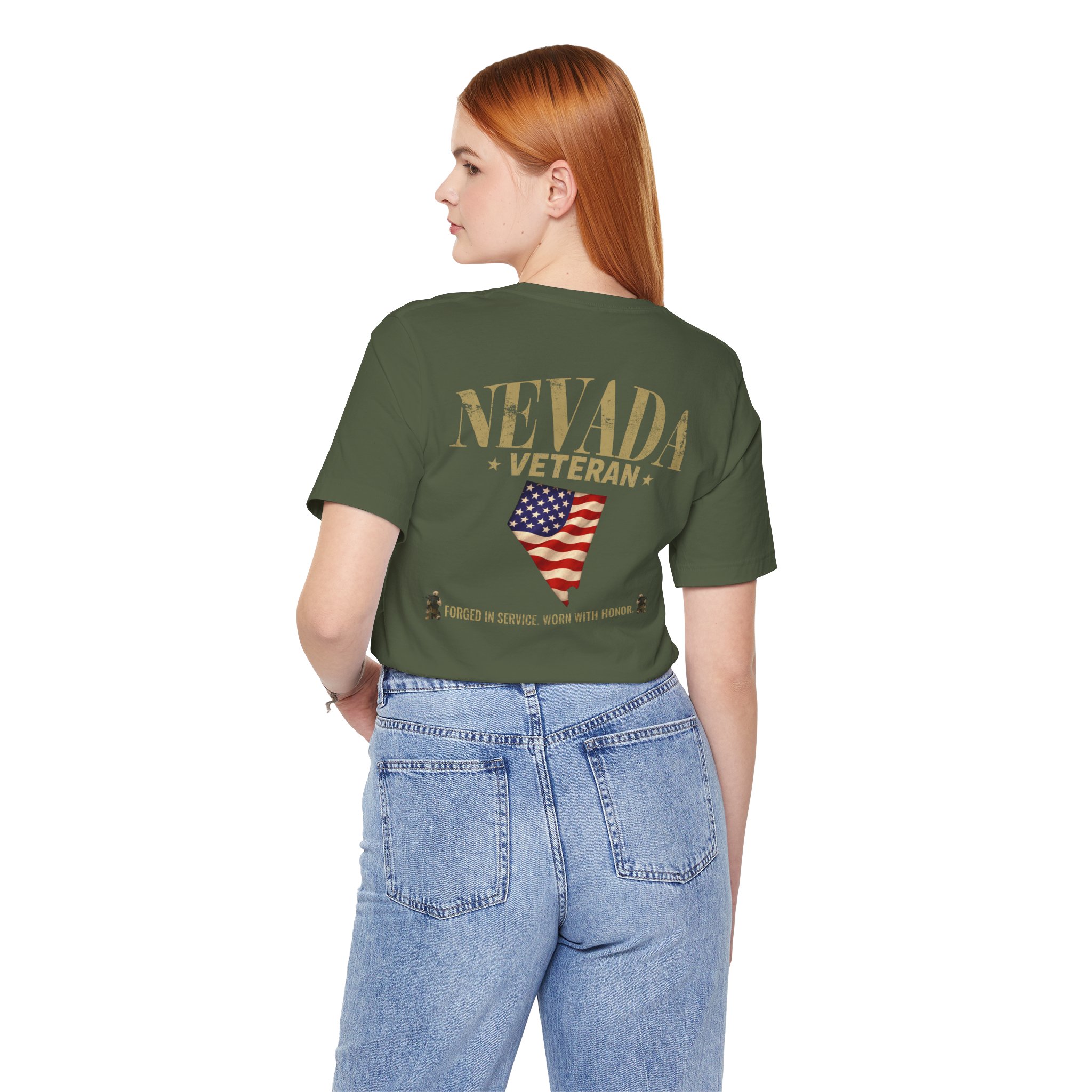 Nevada Veteran T-Shirt — American Flag Alaska Map Military Tribute Tee - Image 40