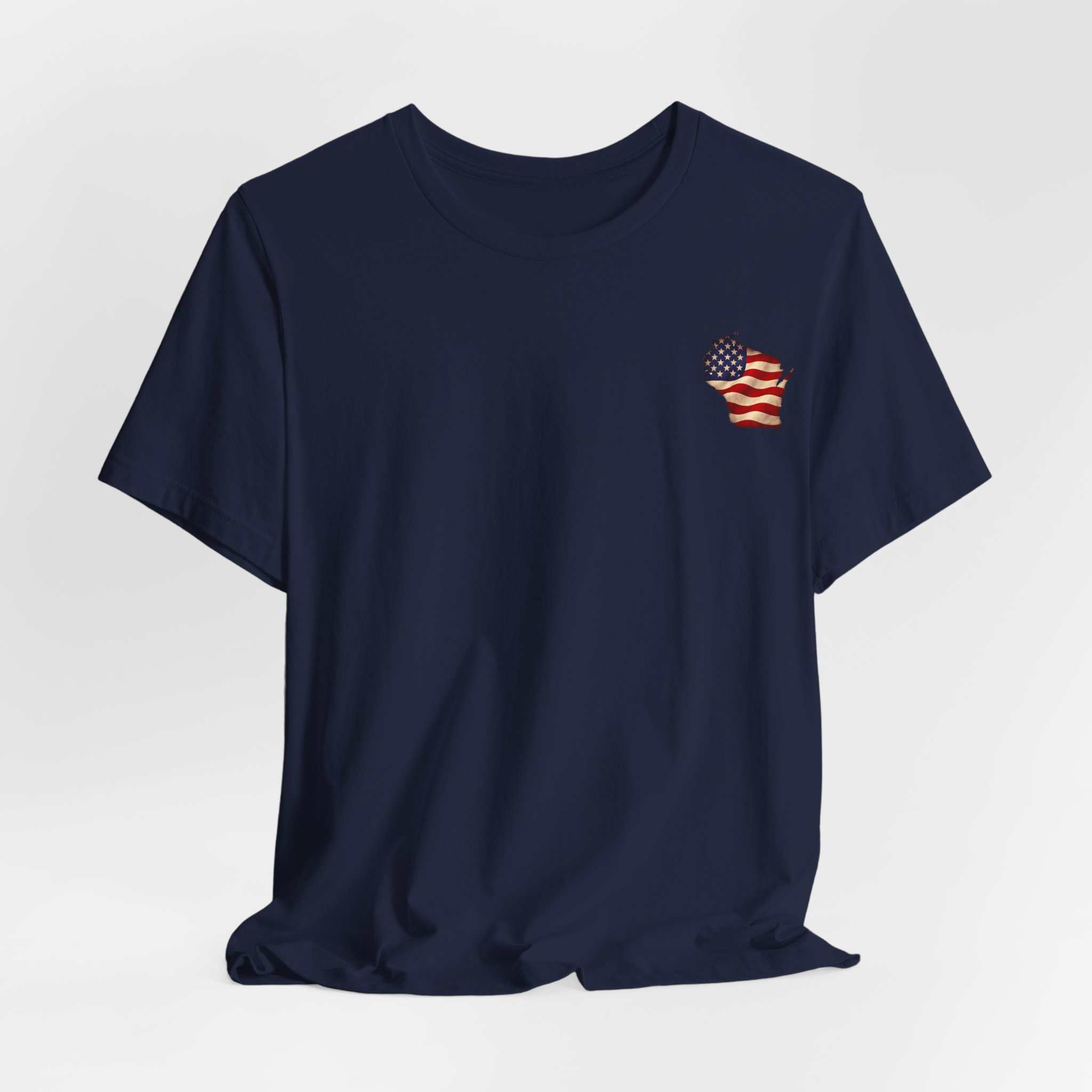 Wisconsin Veteran T-Shirt — American Flag Map Military Tribute Tee - Image 24
