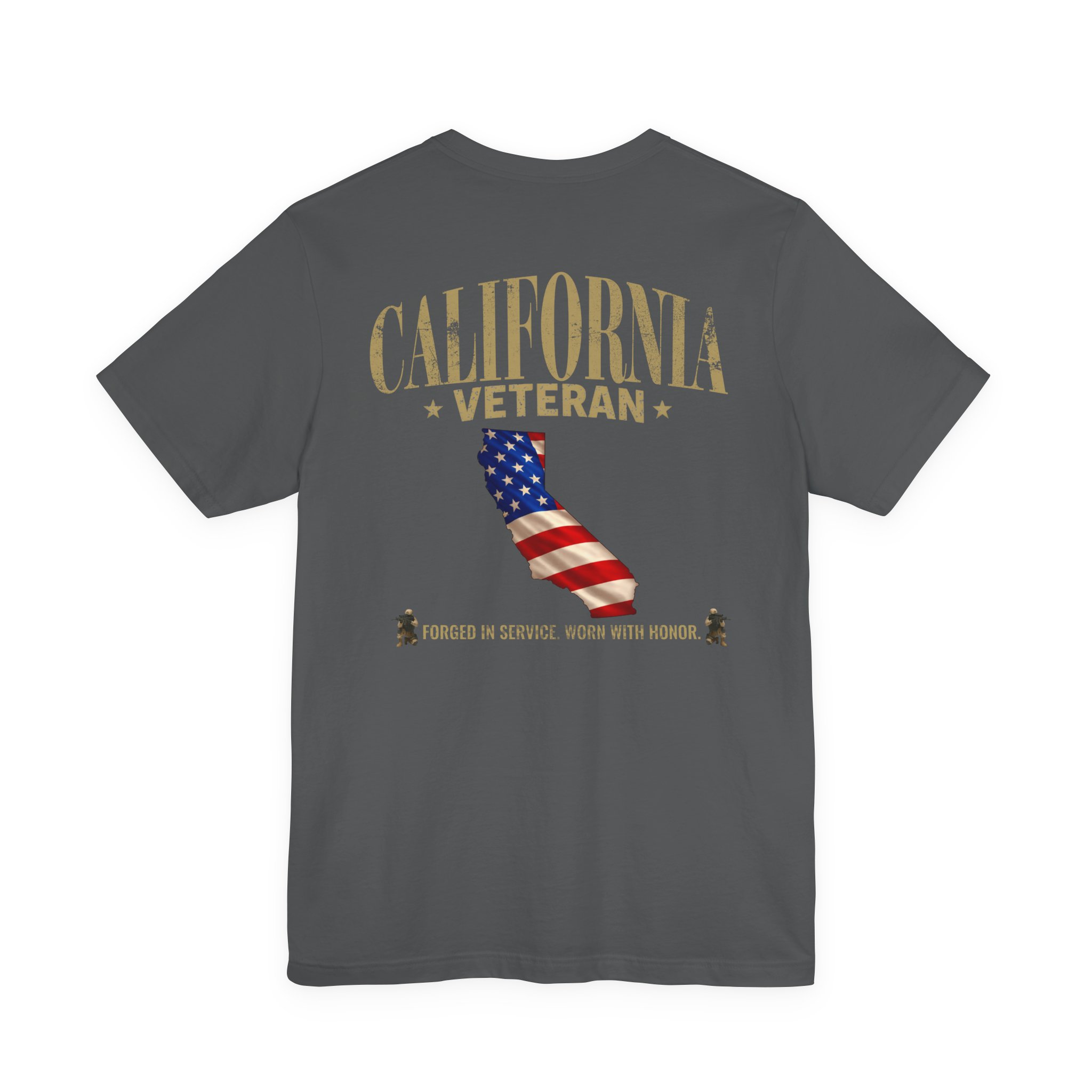 California Veteran T-Shirt — American Flag Map Military Tribute Tee