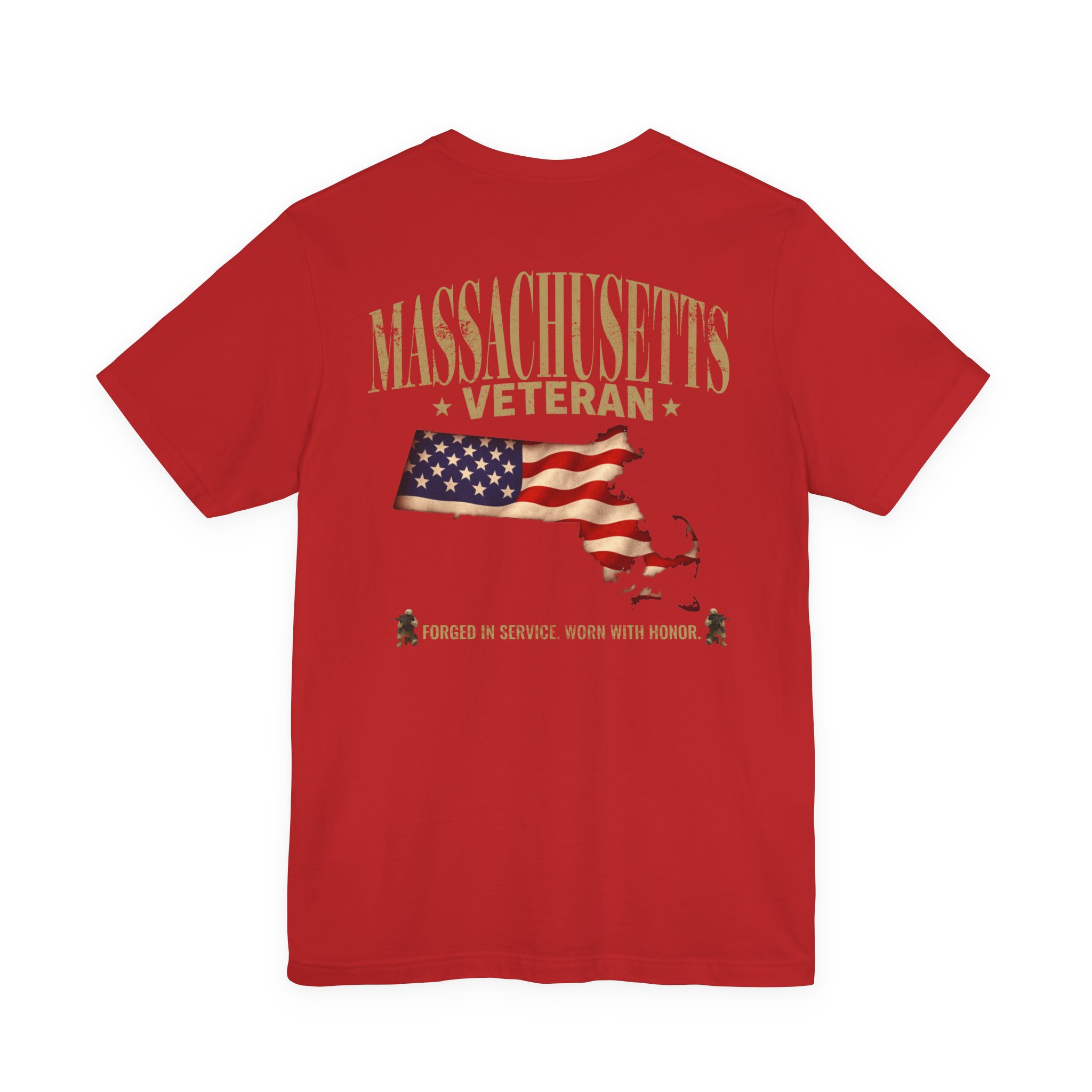 Massachusetts Veteran T-Shirt — American Flag Map Military Tribute Tee - Image 47