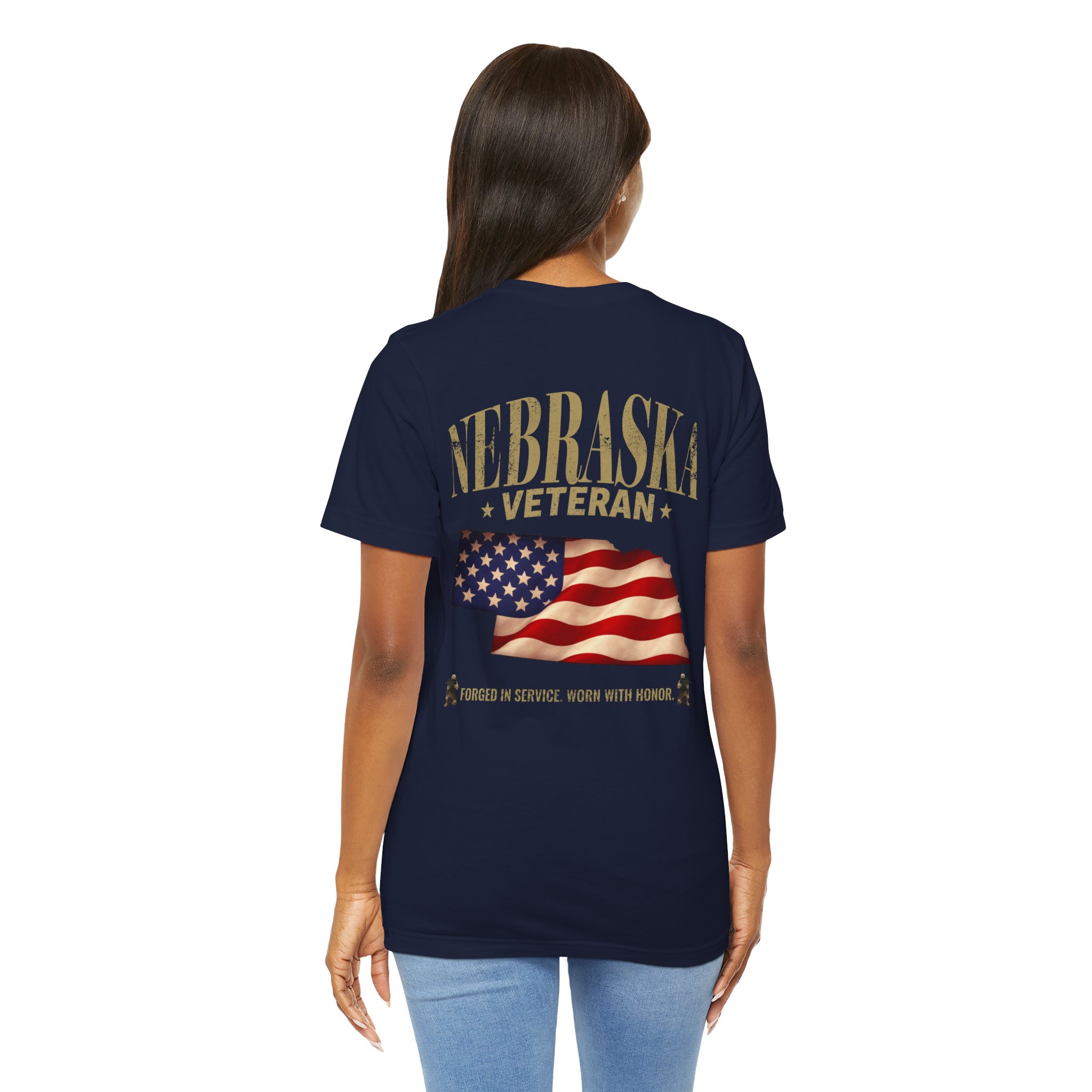 Nebraska Veteran T-Shirt — American Flag Map Military Tribute Tee - Image 20