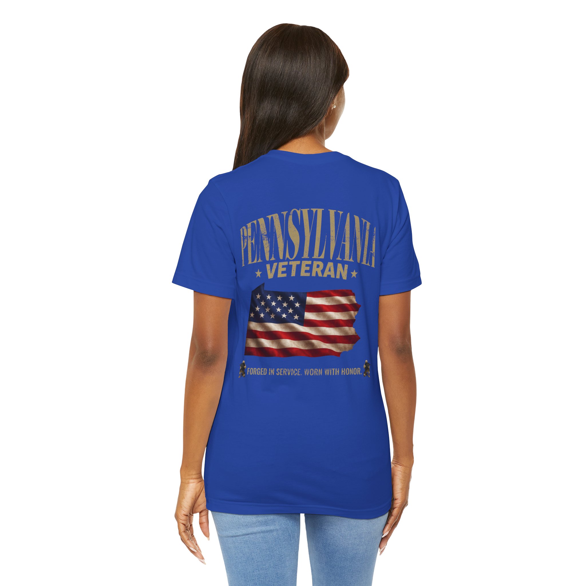 Pennsylvania Veteran T-Shirt — American Flag Map Military Tribute Tee - Image 10